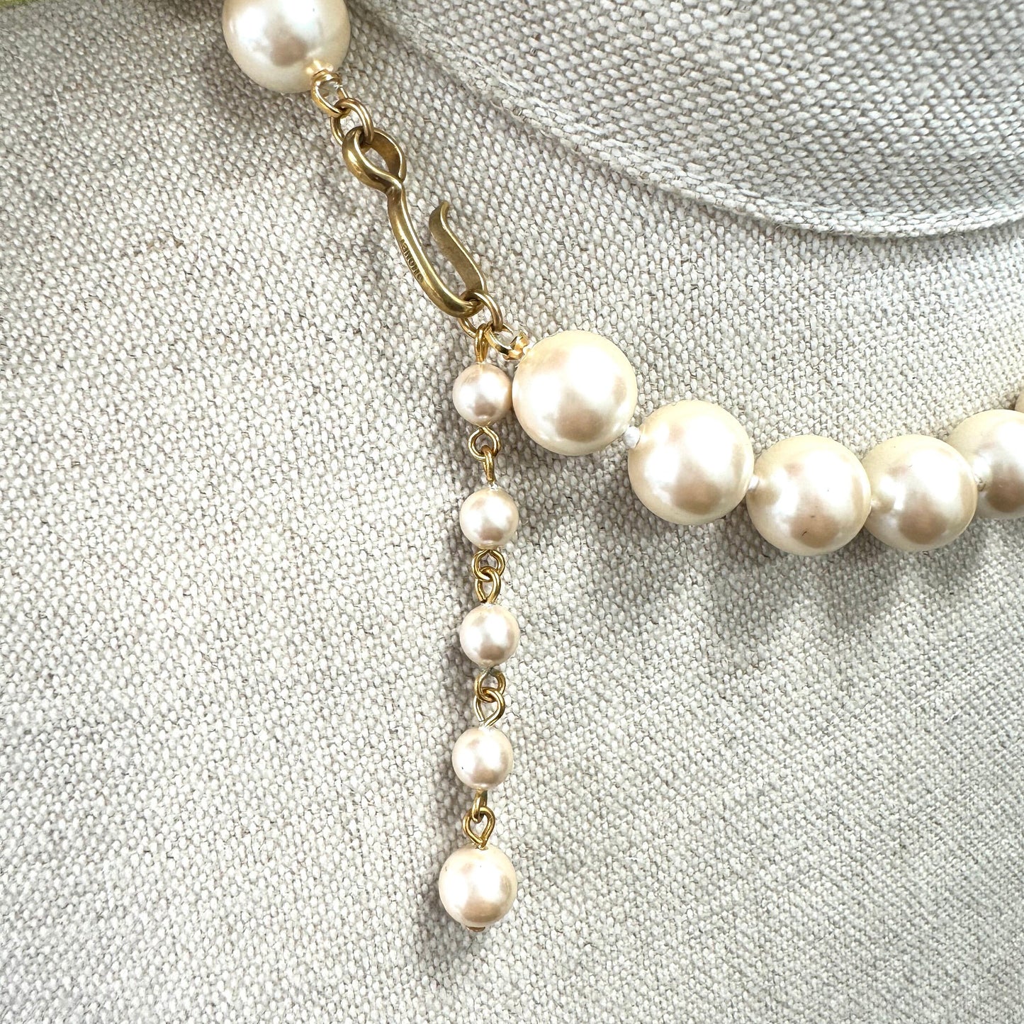 Monet Hand Knotted Faux Glass Pearl Hook Clasp Necklace