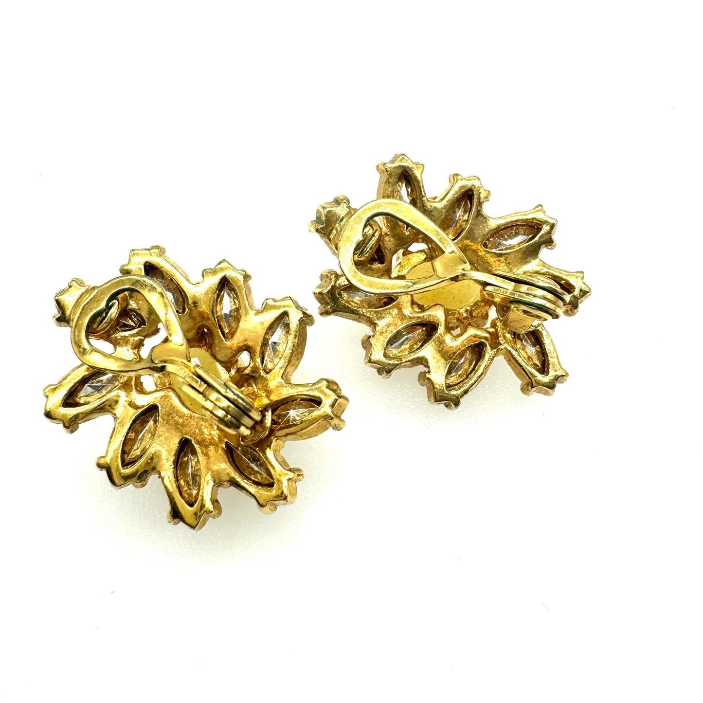 Monet Crystal Flower Clip On Earrings