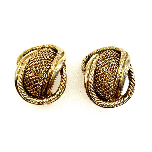 Mesh Modernist Clip On Earrings