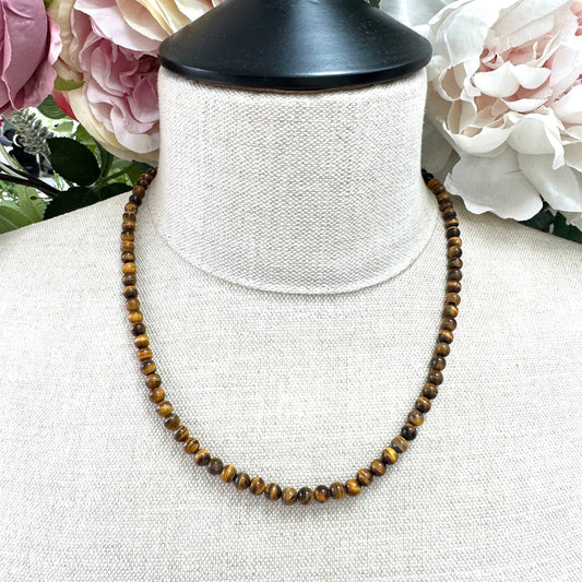 Vintage Fine Tigers Eye Bead Necklace 5mm