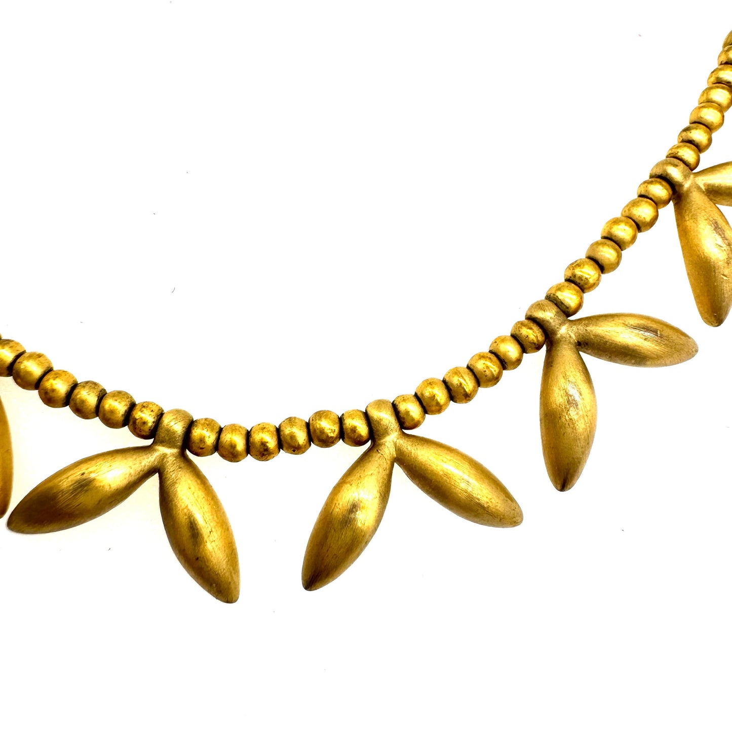 Monet Double Leaf Chevron Link Matt Gold Necklace with Extender