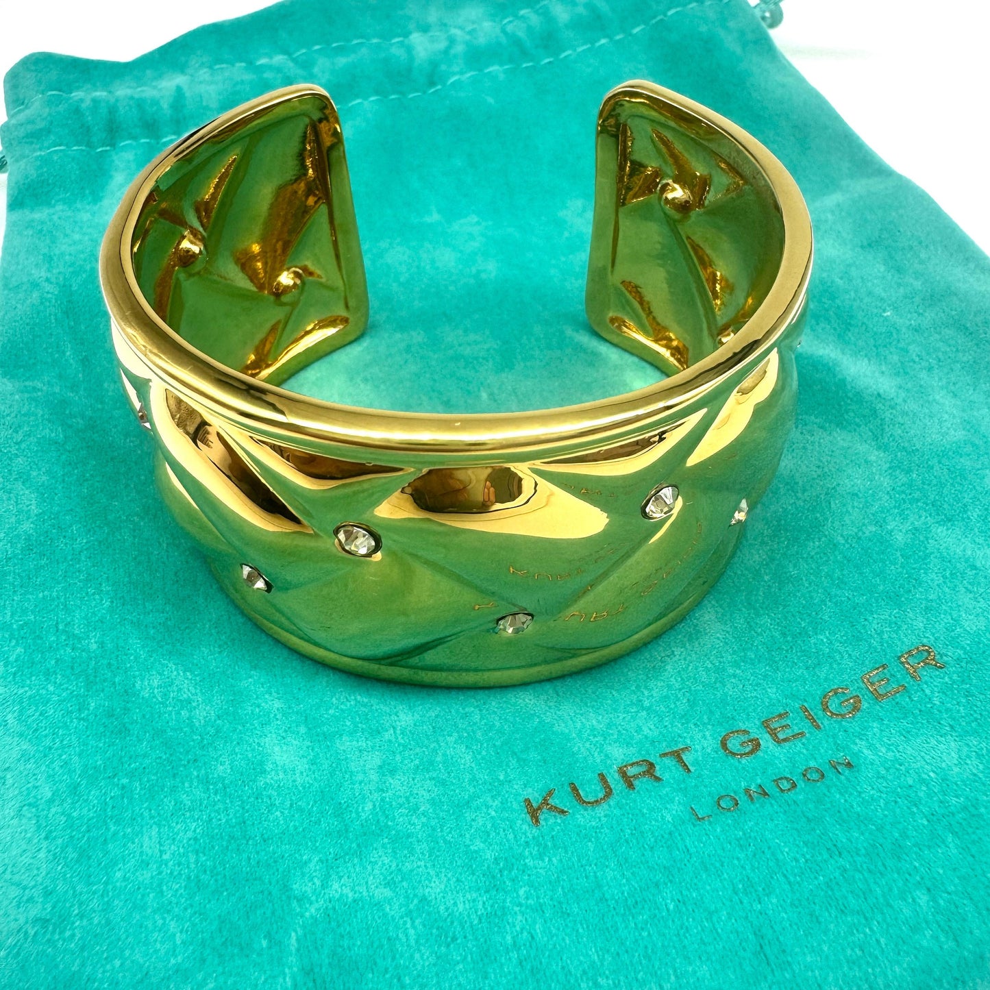 Kurt Geiger Quilted Rhinestone Cuff in Original Pouch (Future Collectible)