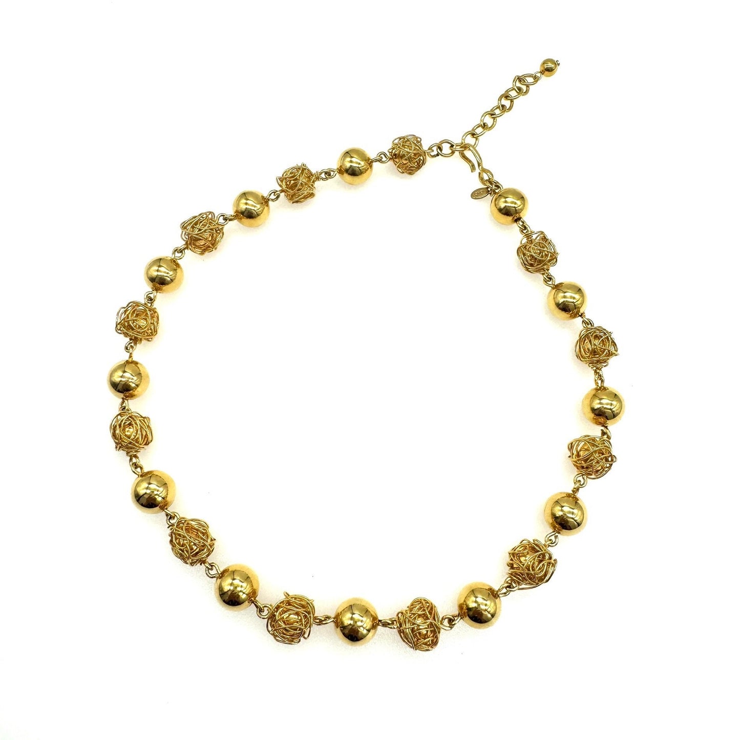 Monet Smooth Gold Plated and Wire Wrapped Ball Necklace