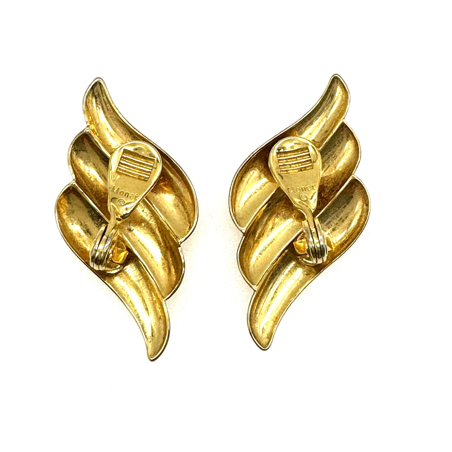 Monet Large Abstract Ribbed Clip On Earrings