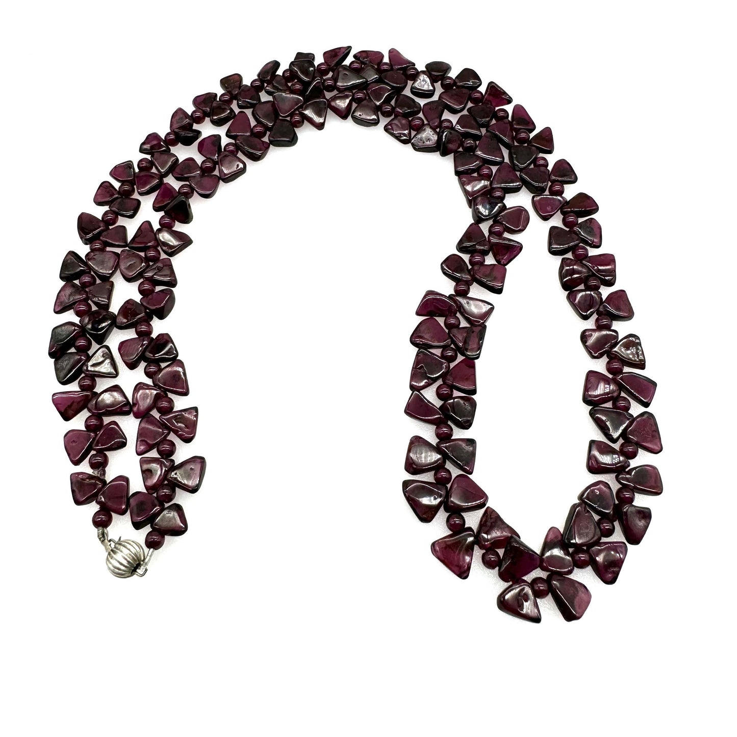 Garnet Side Drilled Triangular Chip Necklace