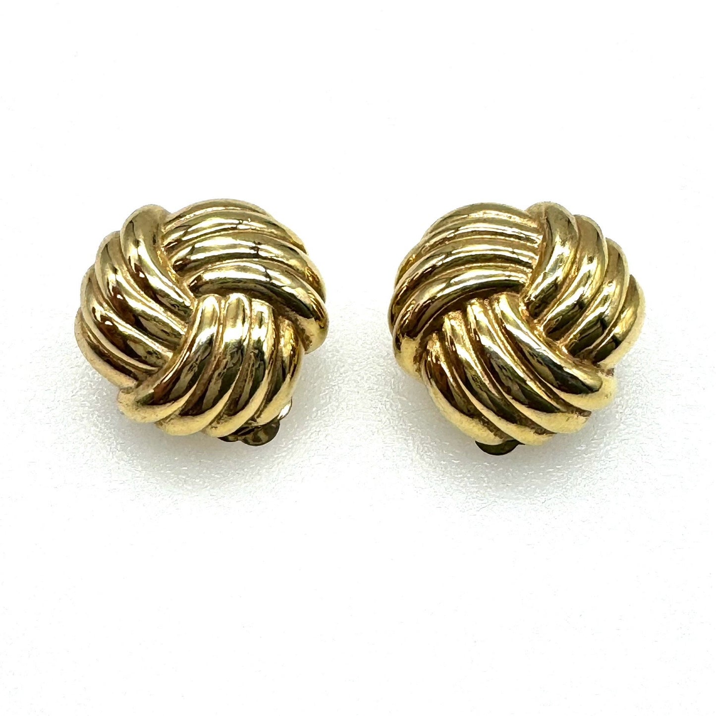 Christian Dior Germany Ribbed Triple Love Knot Clip On Earrings