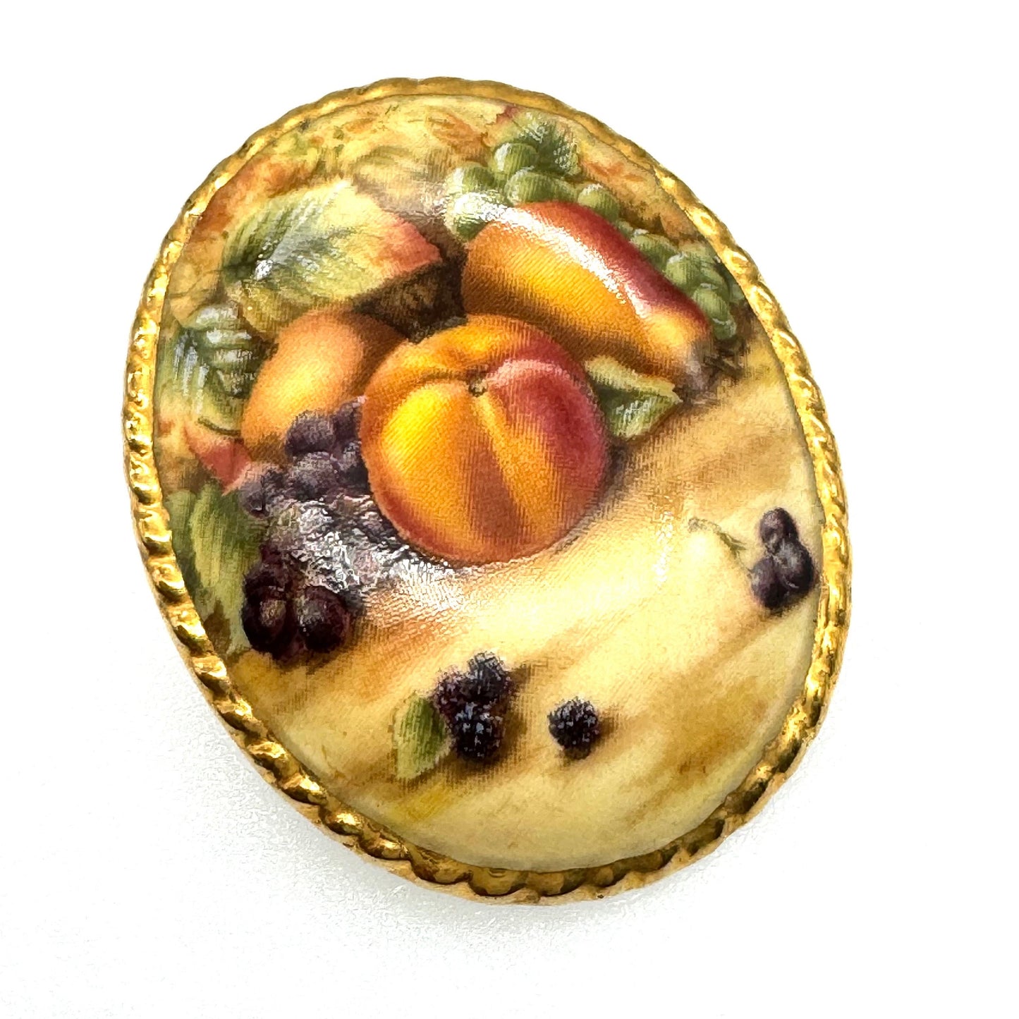 Aynsley Fine Bone China Orchard Fruits Brooch (Doris Jones)