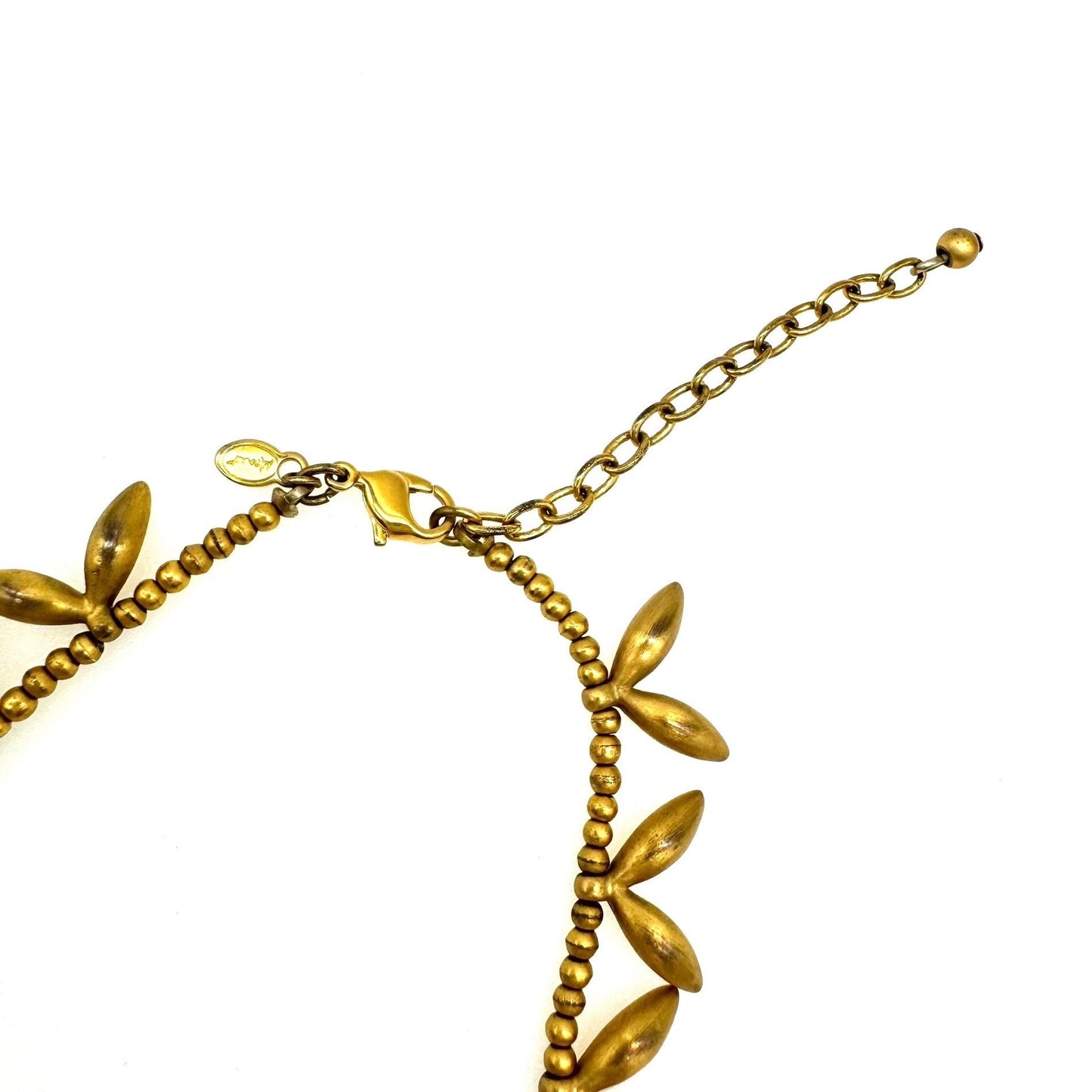 Monet Double Leaf Chevron Link Matt Gold Necklace with Extender