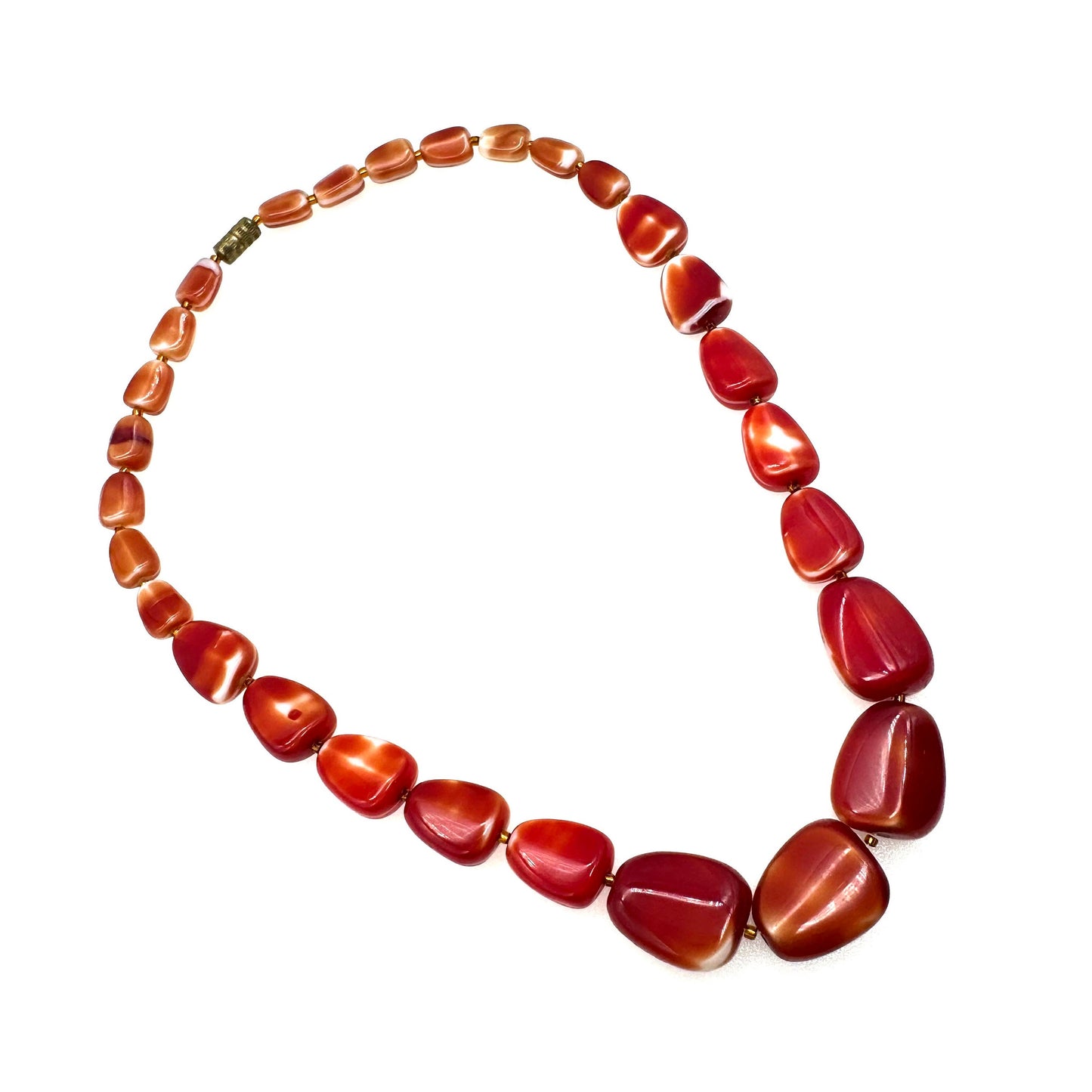 Red Art Glass Graduated Necklace