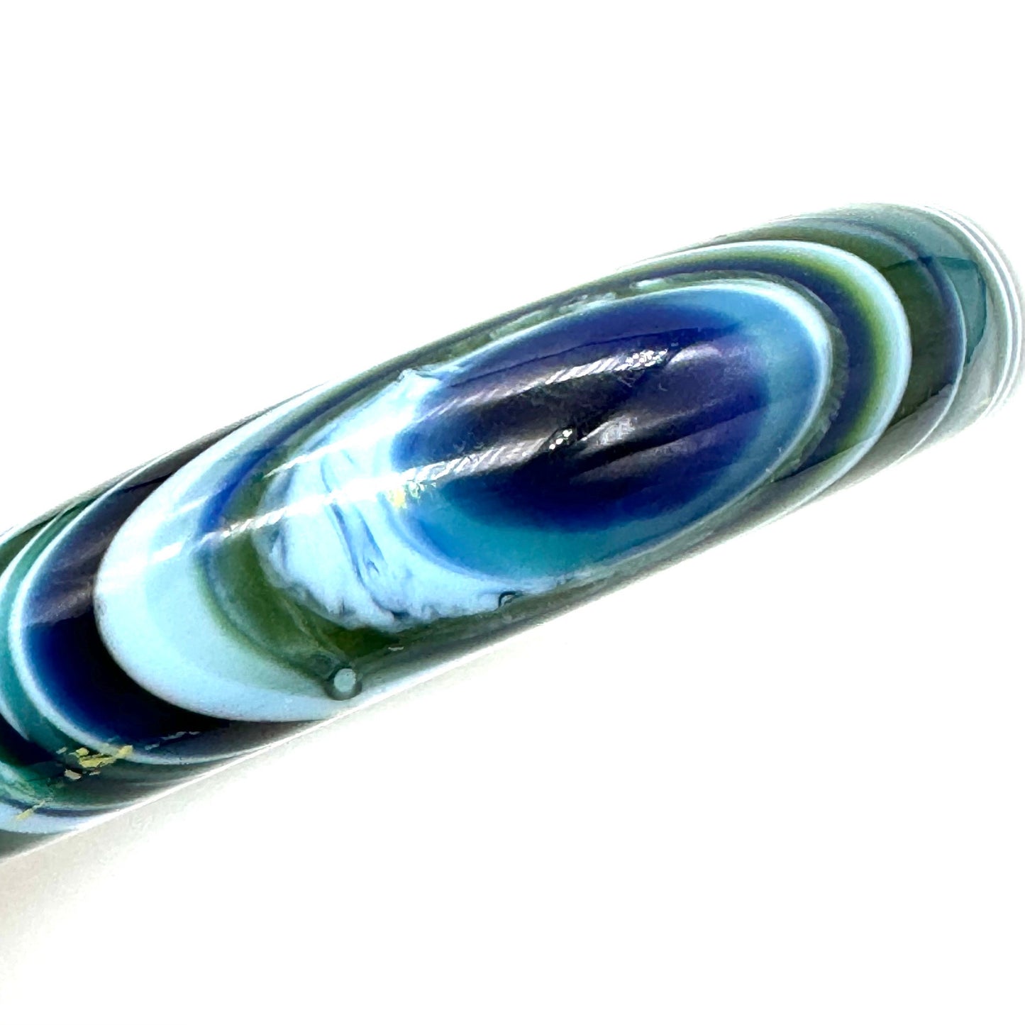 Signed Carlos Sobral Jackie Brazil Striped Blue Green Resin Bangle