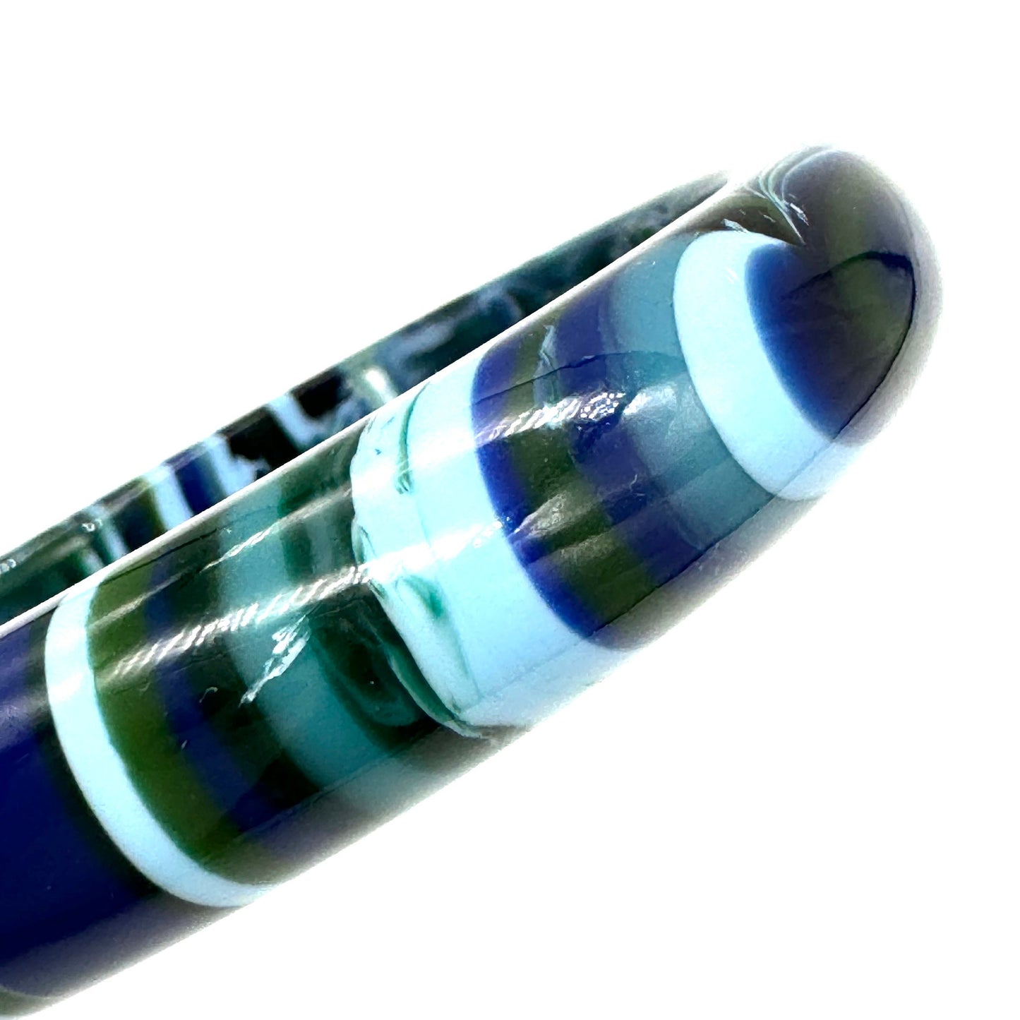 Signed Carlos Sobral Jackie Brazil Striped Blue Green Resin Bangle