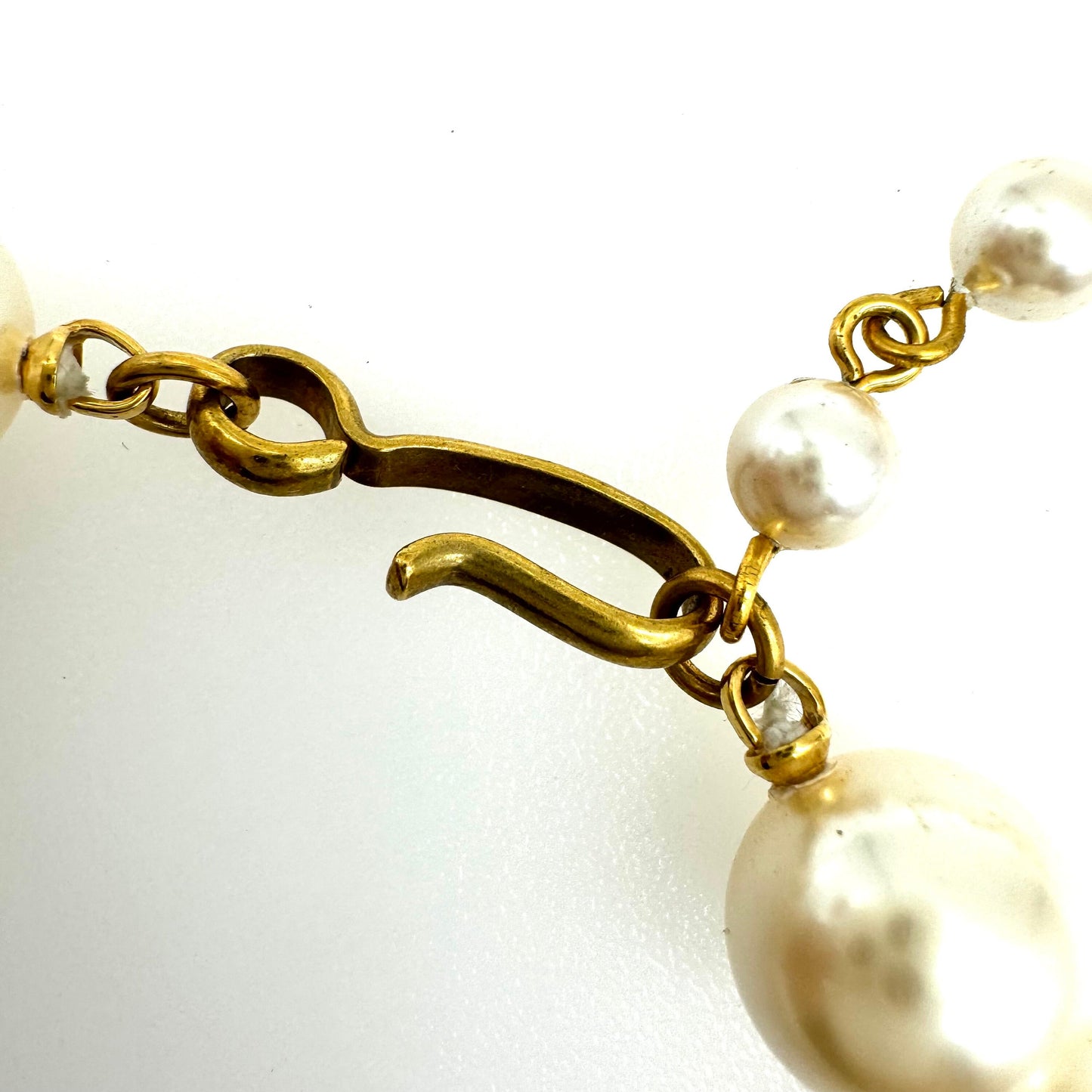 Monet Hand Knotted Faux Glass Pearl Hook Clasp Necklace