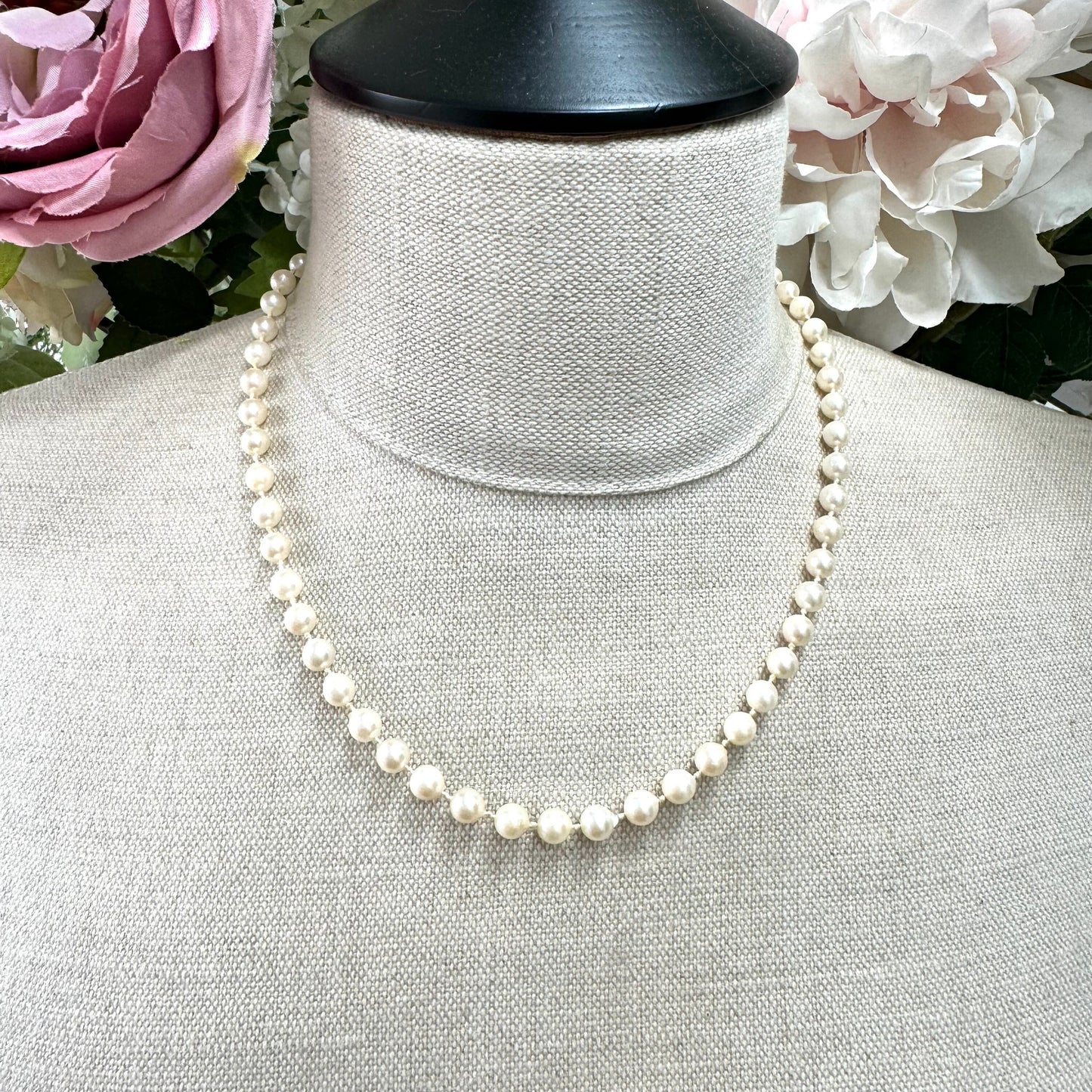 Monet Hand Knotted Faux Glass Pearl Hook Clasp Necklace