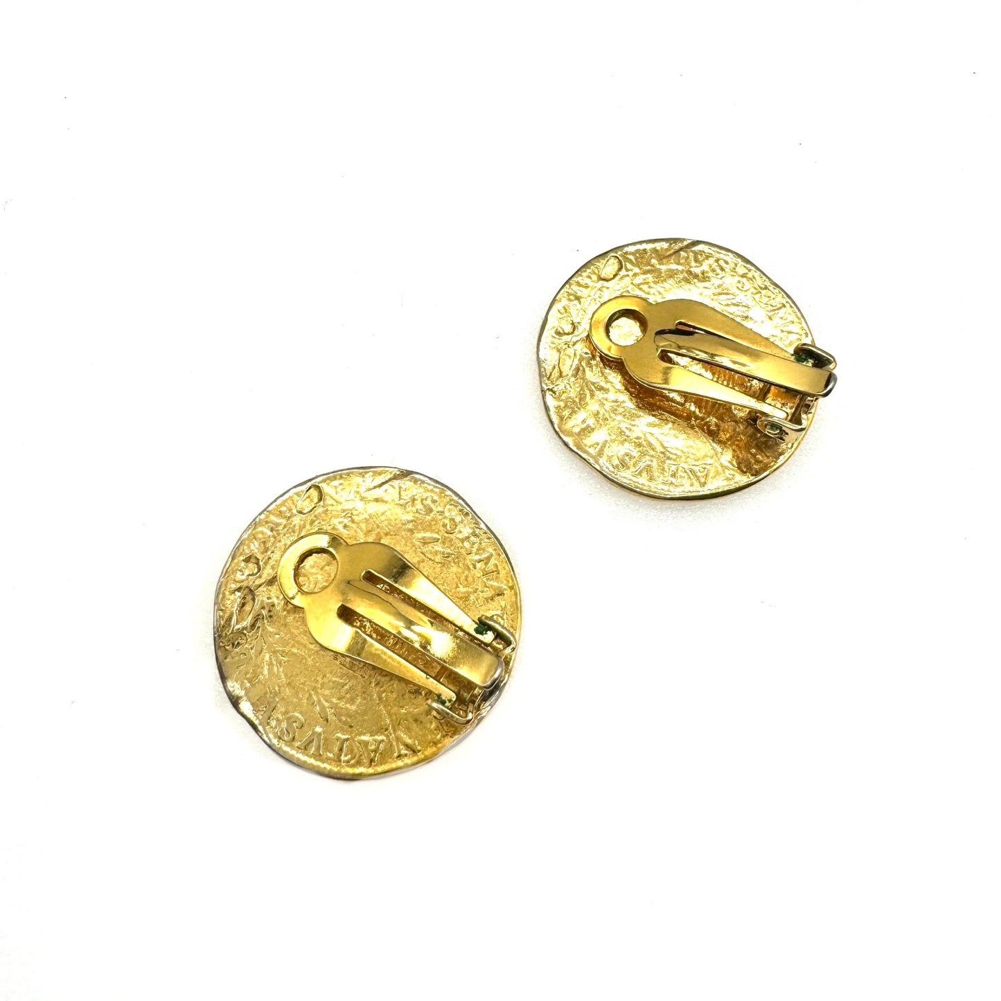 Unsigned Faux Antique Coin Clip On Earrings