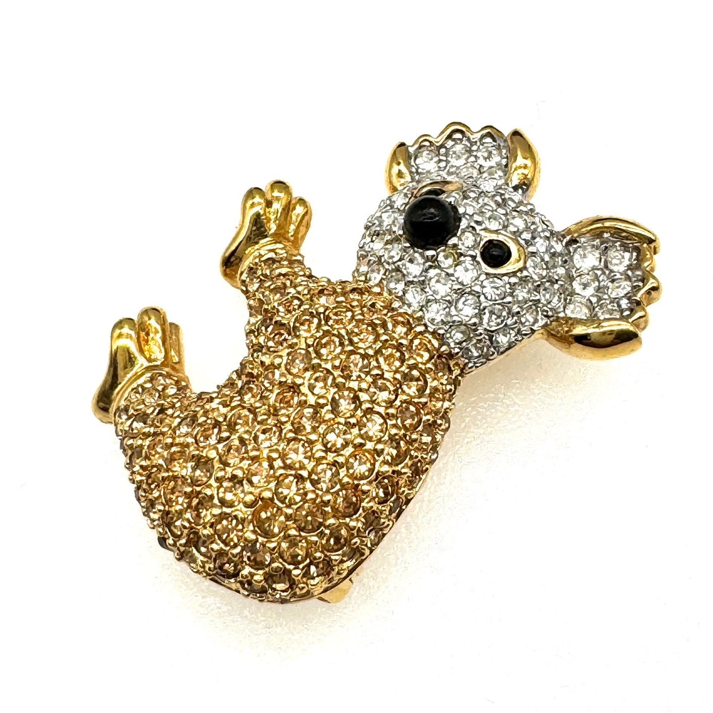 D'Orlan 22ct Triple Gold Plated Crystal Koala Brooch