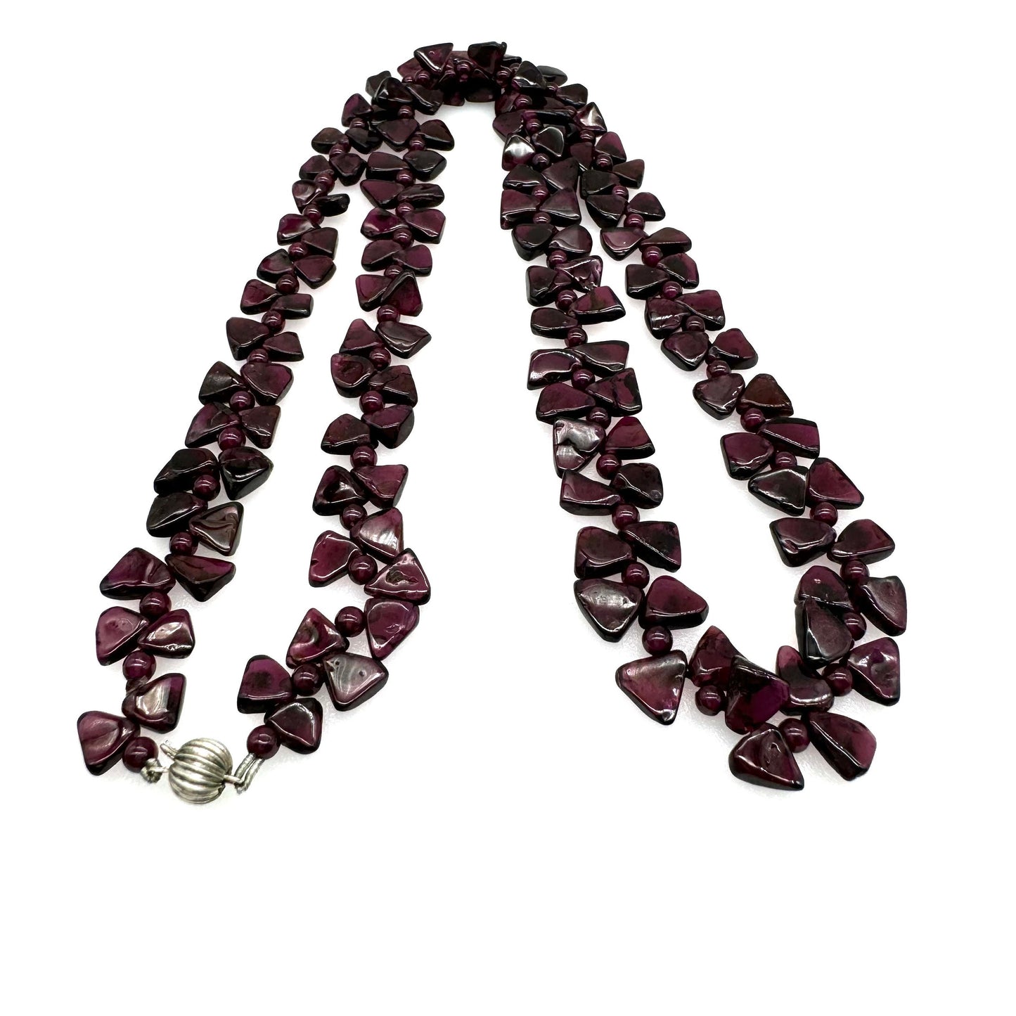 Garnet Side Drilled Triangular Chip Necklace