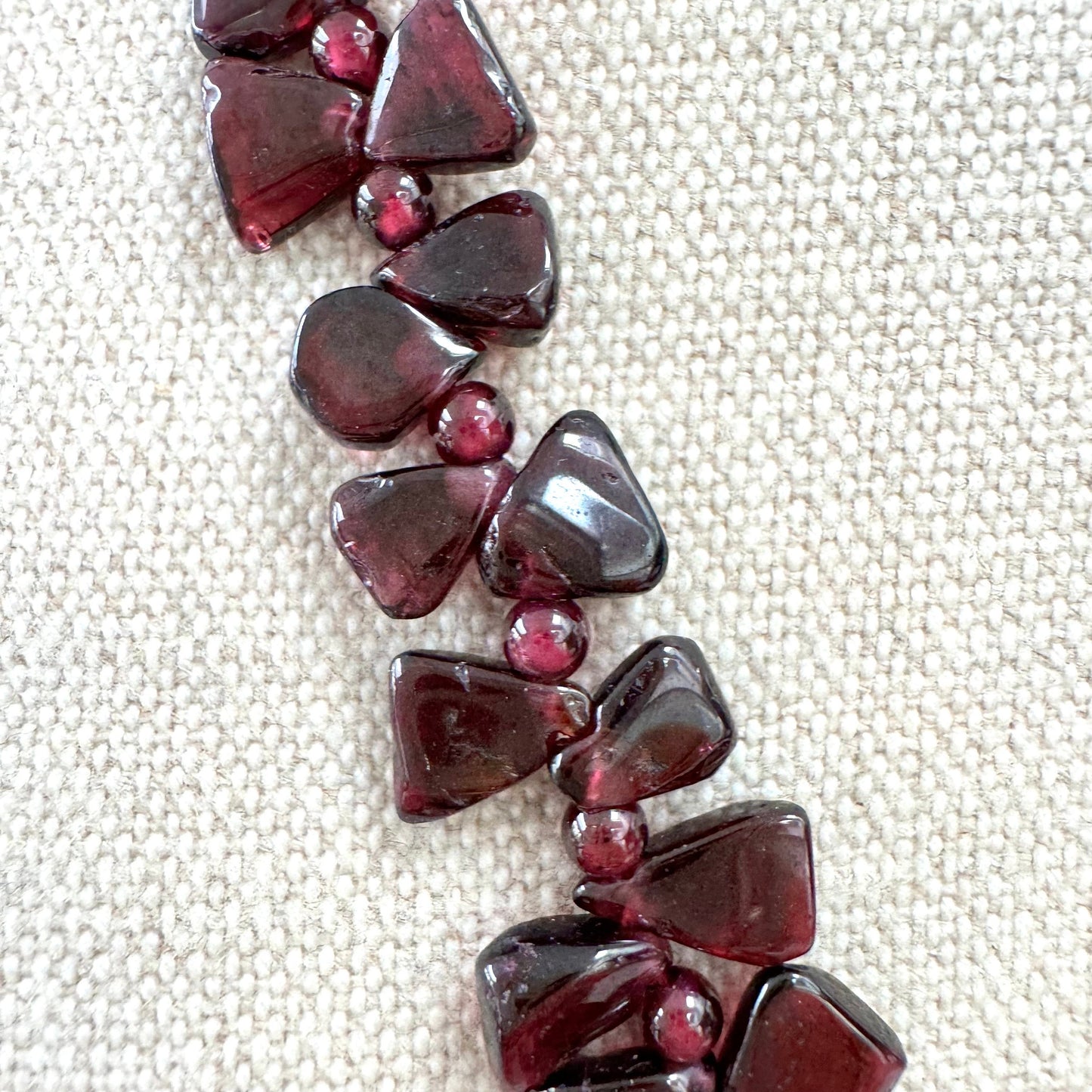 Garnet Side Drilled Triangular Chip Necklace