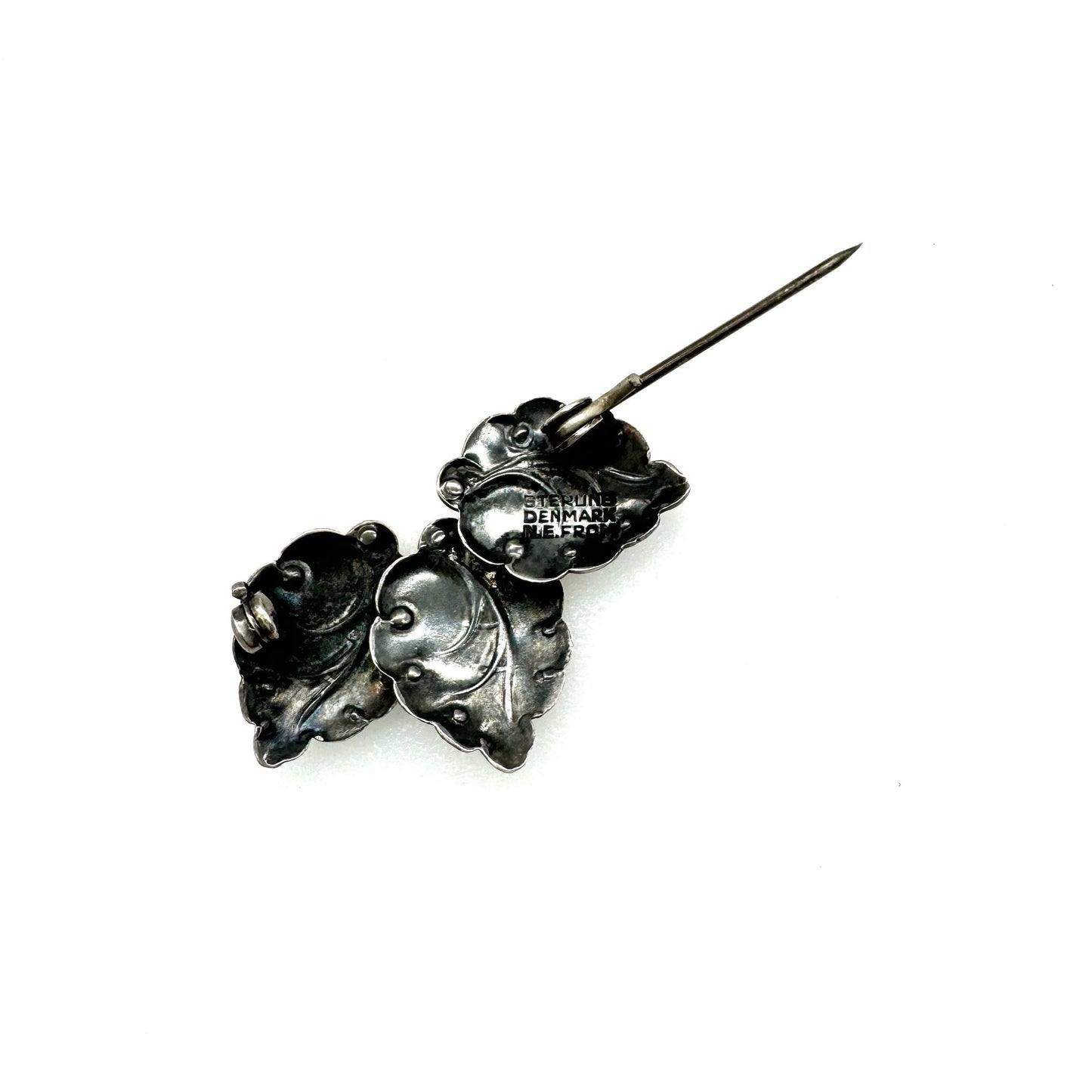 Niels Erik From Sterling Denmark Stylised Three Leaf Brooch