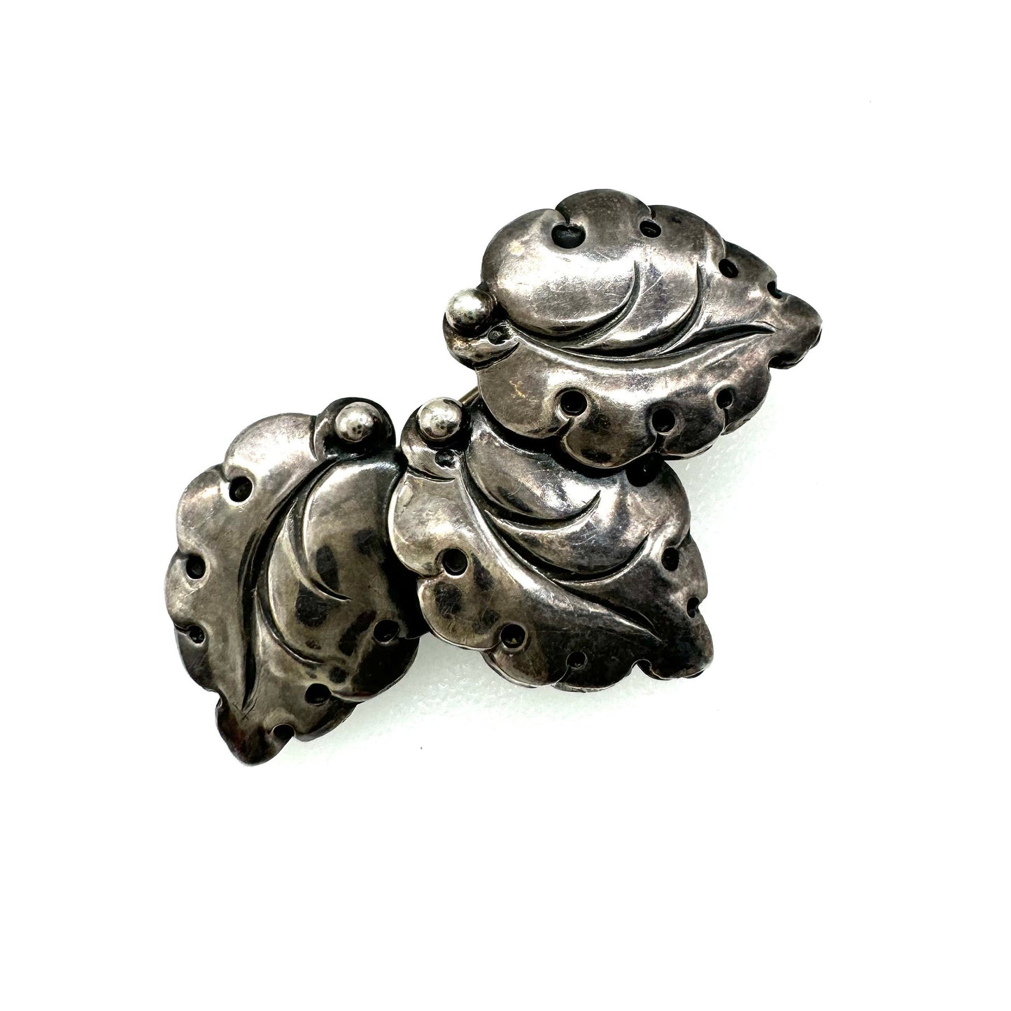 Niels Erik From Sterling Denmark Stylised Three Leaf Brooch