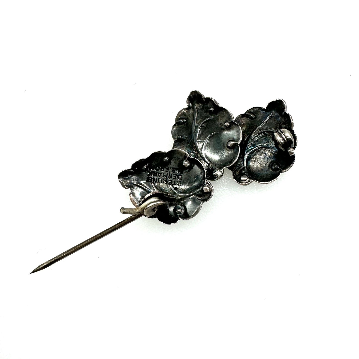 Niels Erik From Sterling Denmark Stylised Three Leaf Brooch