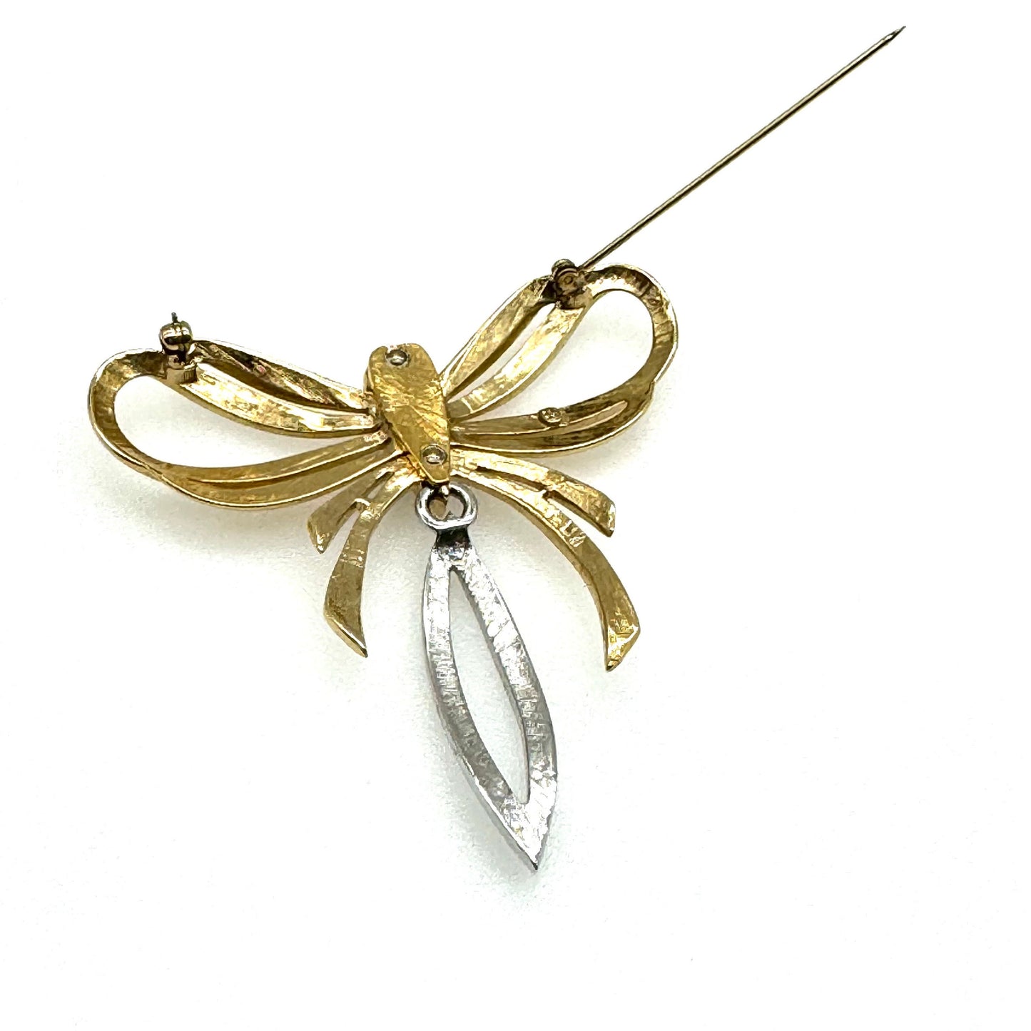 Bergdorf Goodman Brooch - Large Rhinestone Dropper Bow Brooch