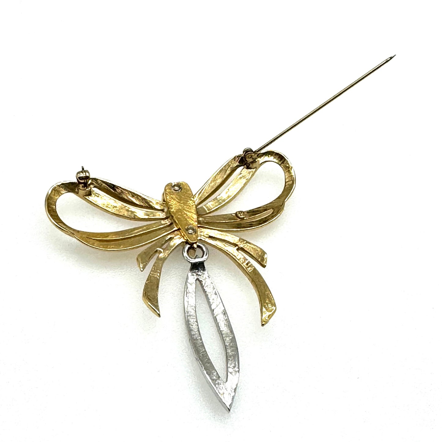 Bergdorf Goodman Brooch - Large Rhinestone Dropper Bow Brooch