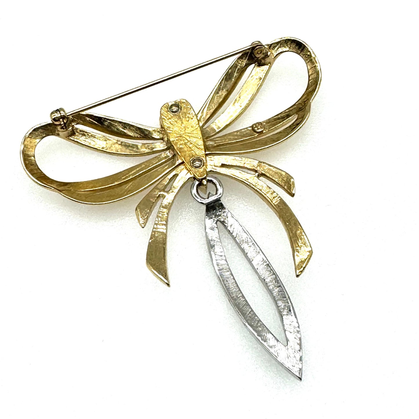 Bergdorf Goodman Brooch - Large Rhinestone Dropper Bow Brooch