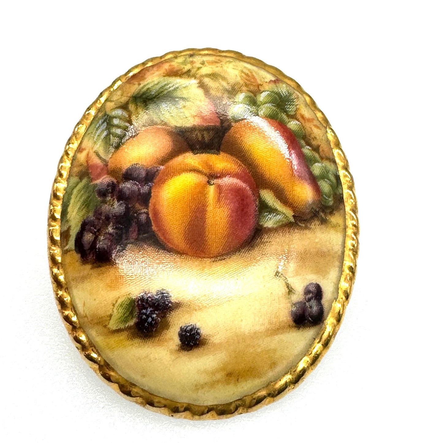 Aynsley Fine Bone China Orchard Fruits Brooch (Doris Jones)