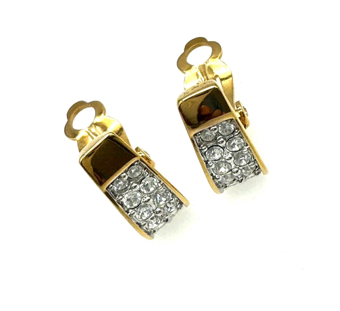 Swarovski (Swan Hallmark) Clear Crystal Pave Set Clip On Earrings