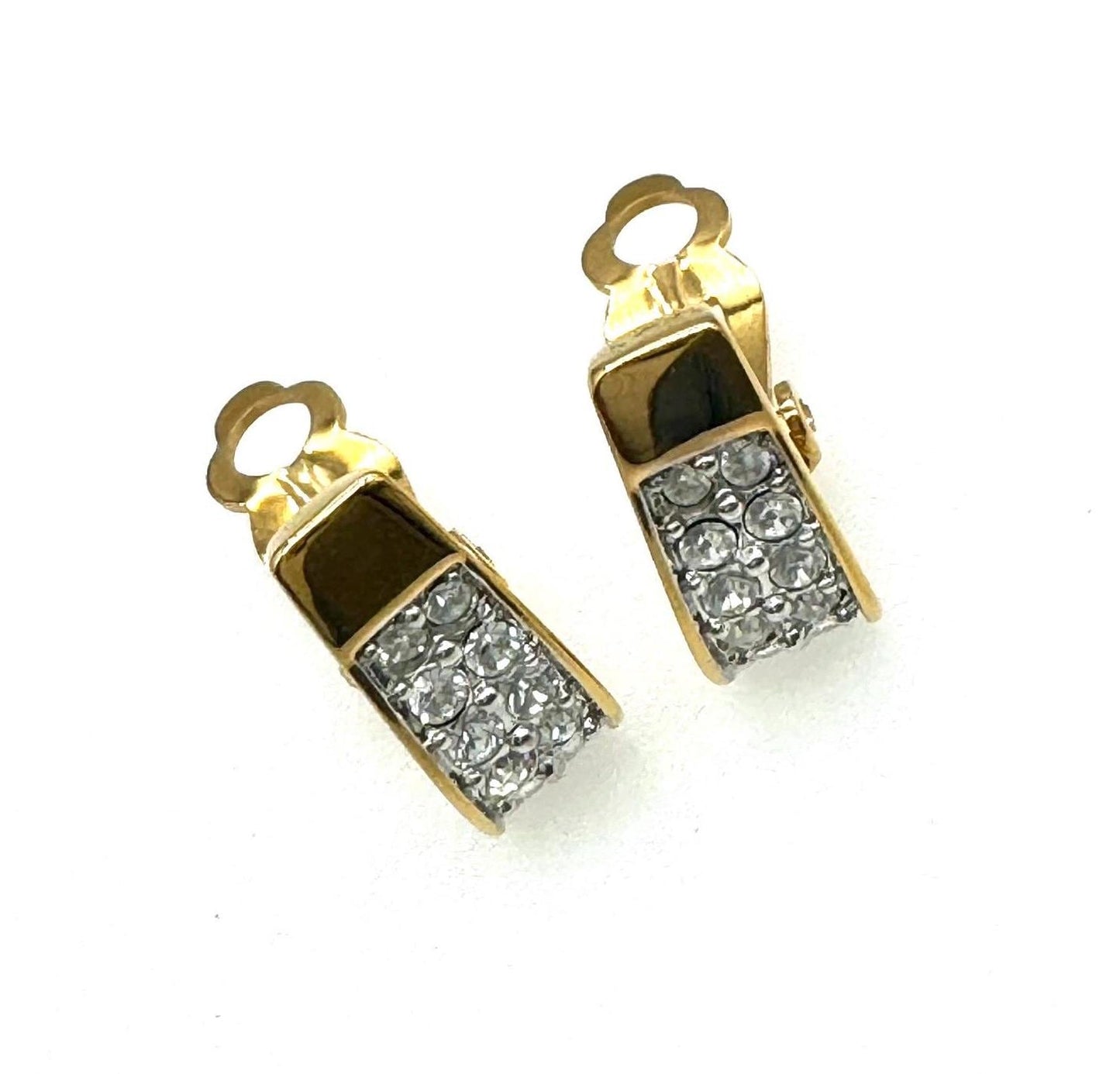 Swarovski (Swan Hallmark) Clear Crystal Pave Set Clip On Earrings