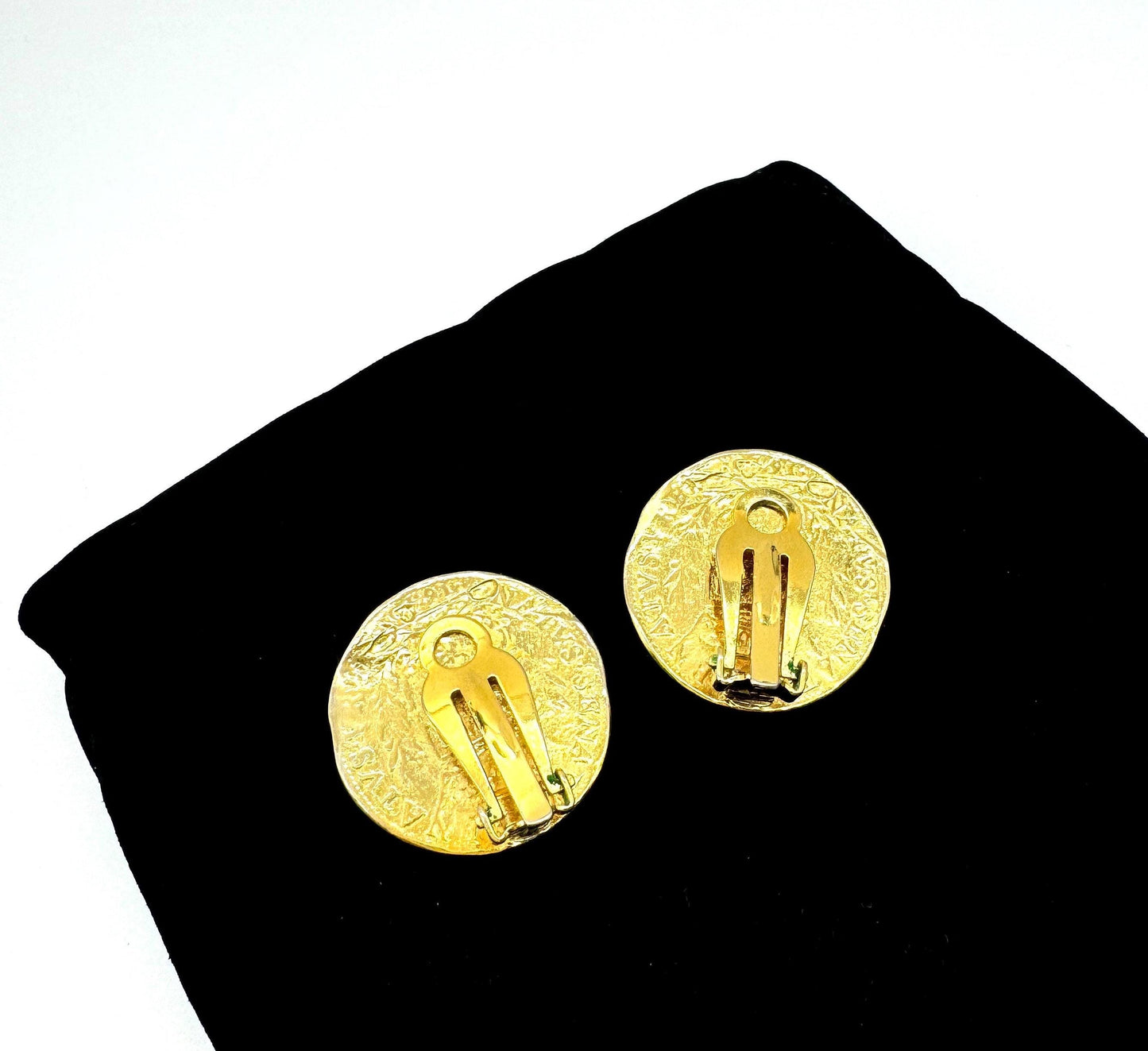 Unsigned Faux Antique Coin Clip On Earrings