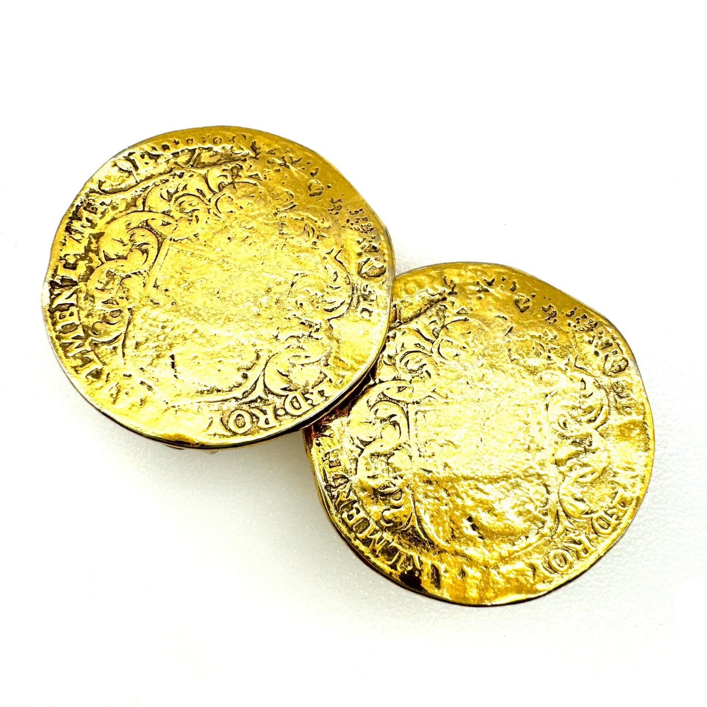 Unsigned Faux Antique Coin Clip On Earrings