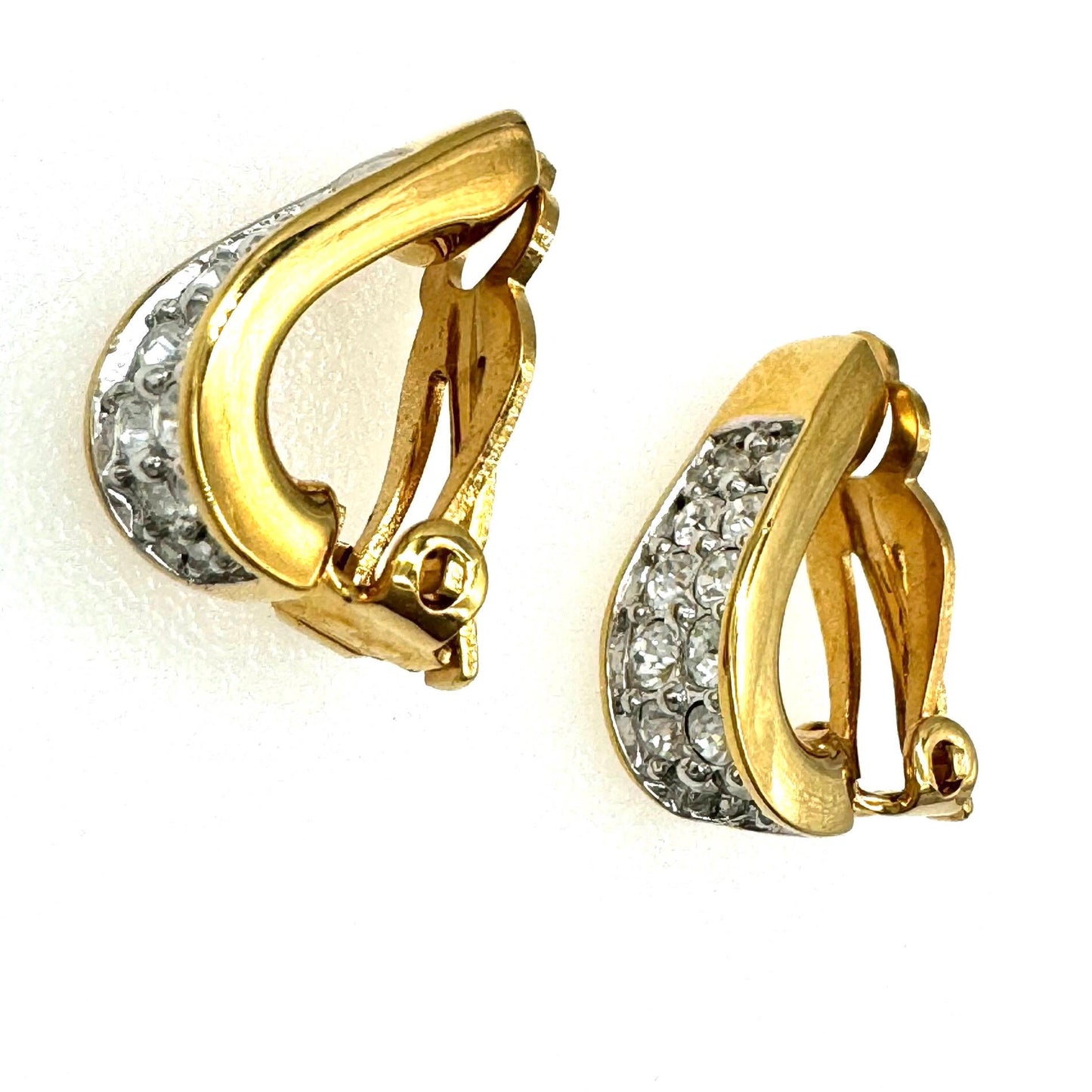 Swarovski (Swan Hallmark) Clear Crystal Pave Set Clip On Earrings