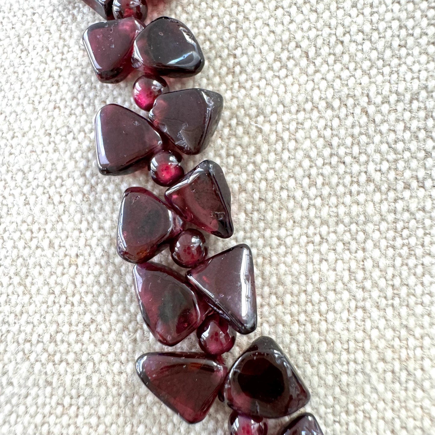 Garnet Side Drilled Triangular Chip Necklace