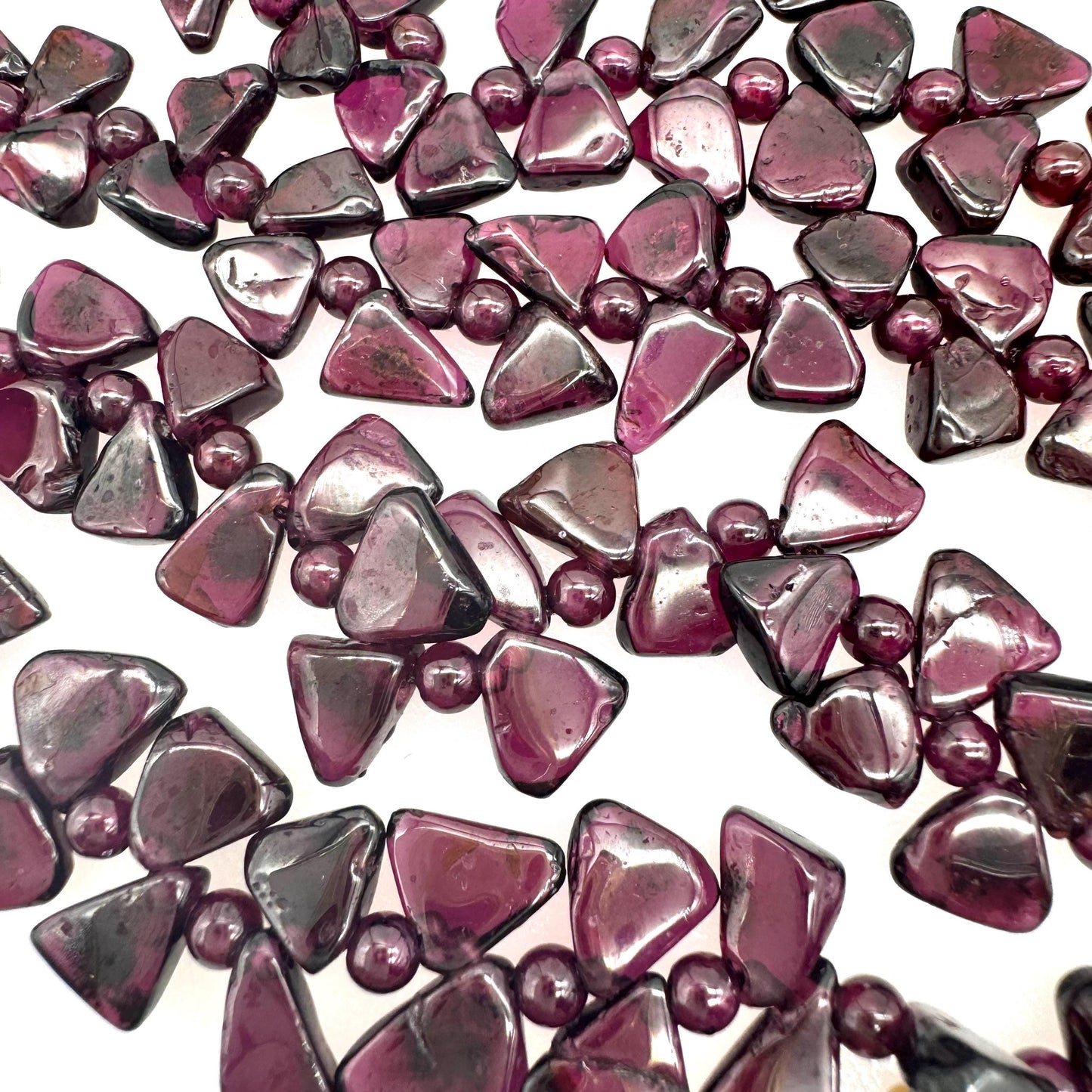 Garnet Side Drilled Triangular Chip Necklace