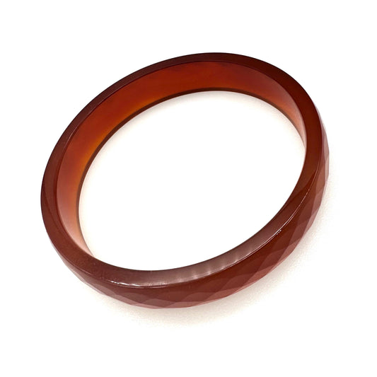 Carnelian Solid Single Piece Faceted Bangle