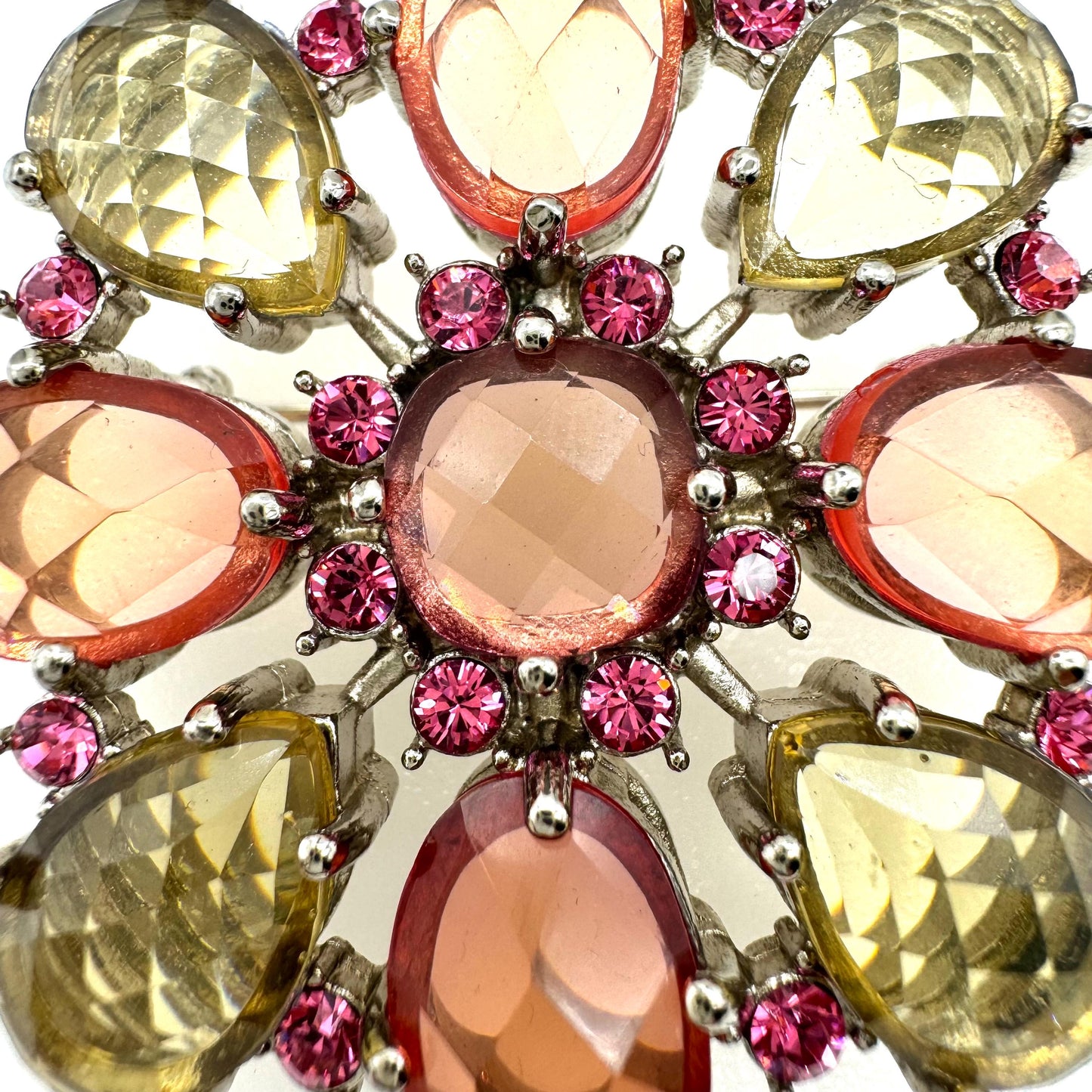 Joan Rivers Peach, Green and Pink Faceted Brooch