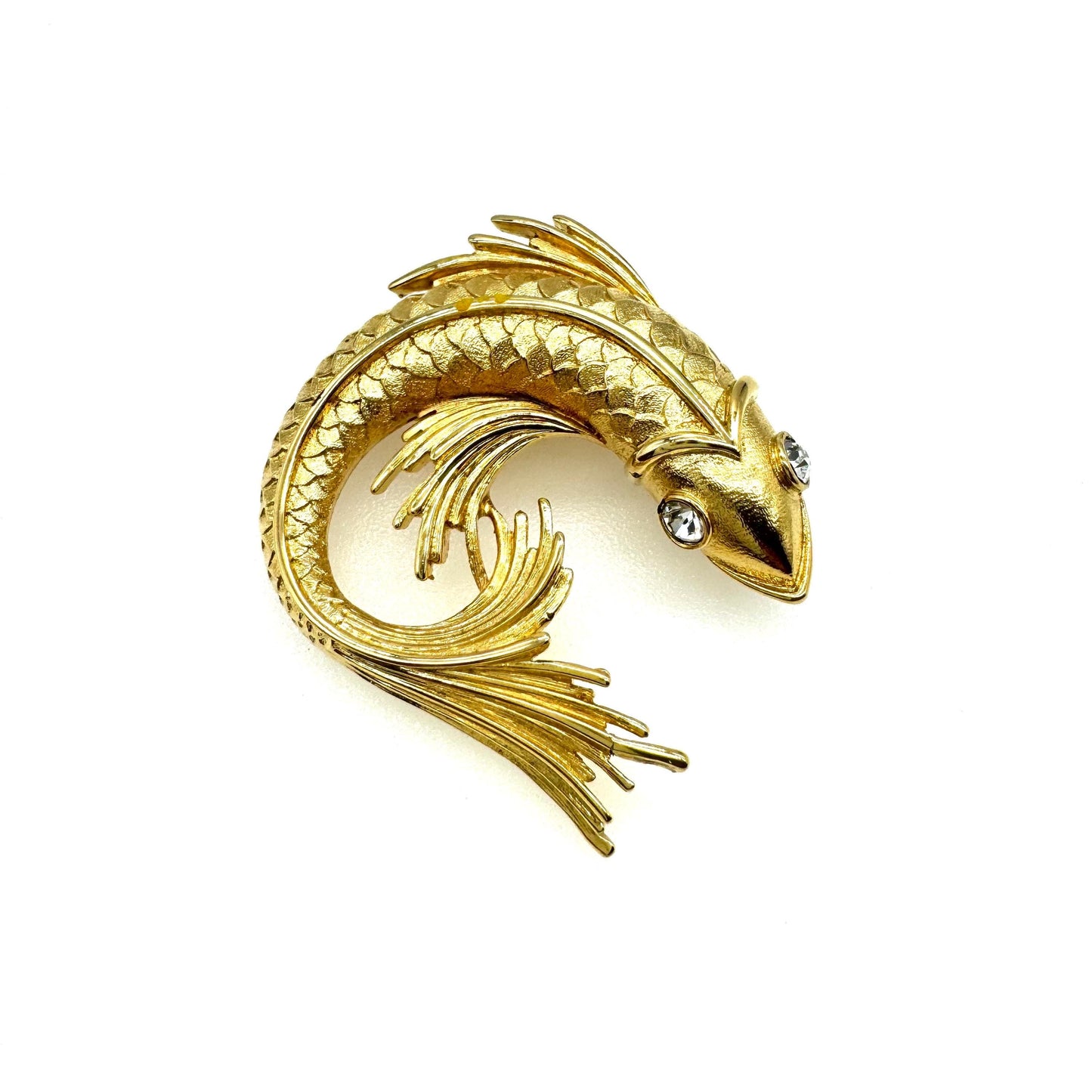 Monet Koi Fish Brooch with Clear Rhinestone Eyes