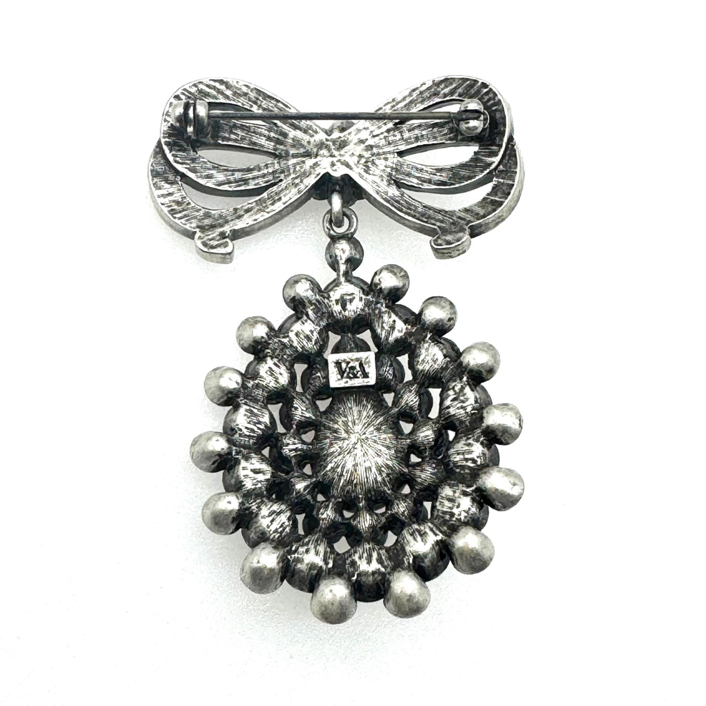 Monet Maltese Cross Inspired Faux Pearl and Swarovski Crystal Brooch