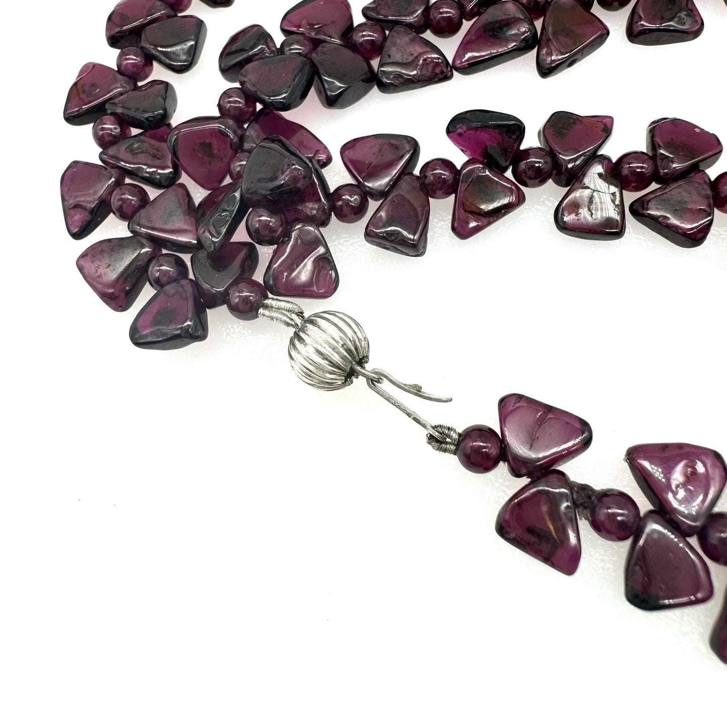 Garnet Side Drilled Triangular Chip Necklace