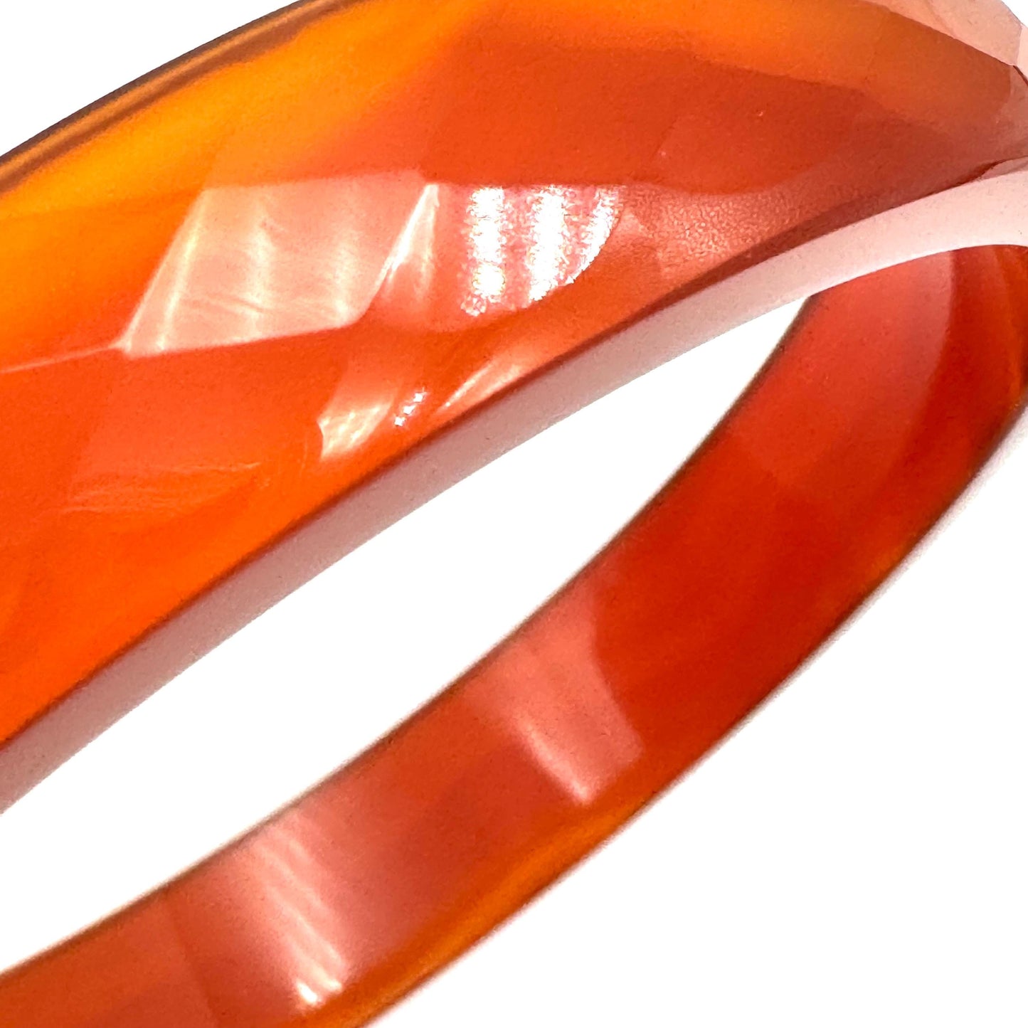 Carnelian Solid Single Piece Faceted Bangle