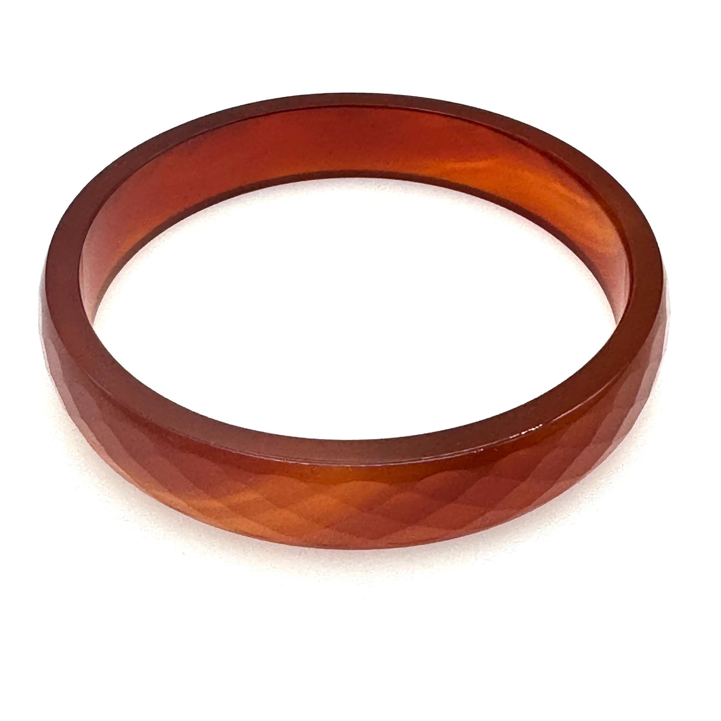 Carnelian Solid Single Piece Faceted Bangle