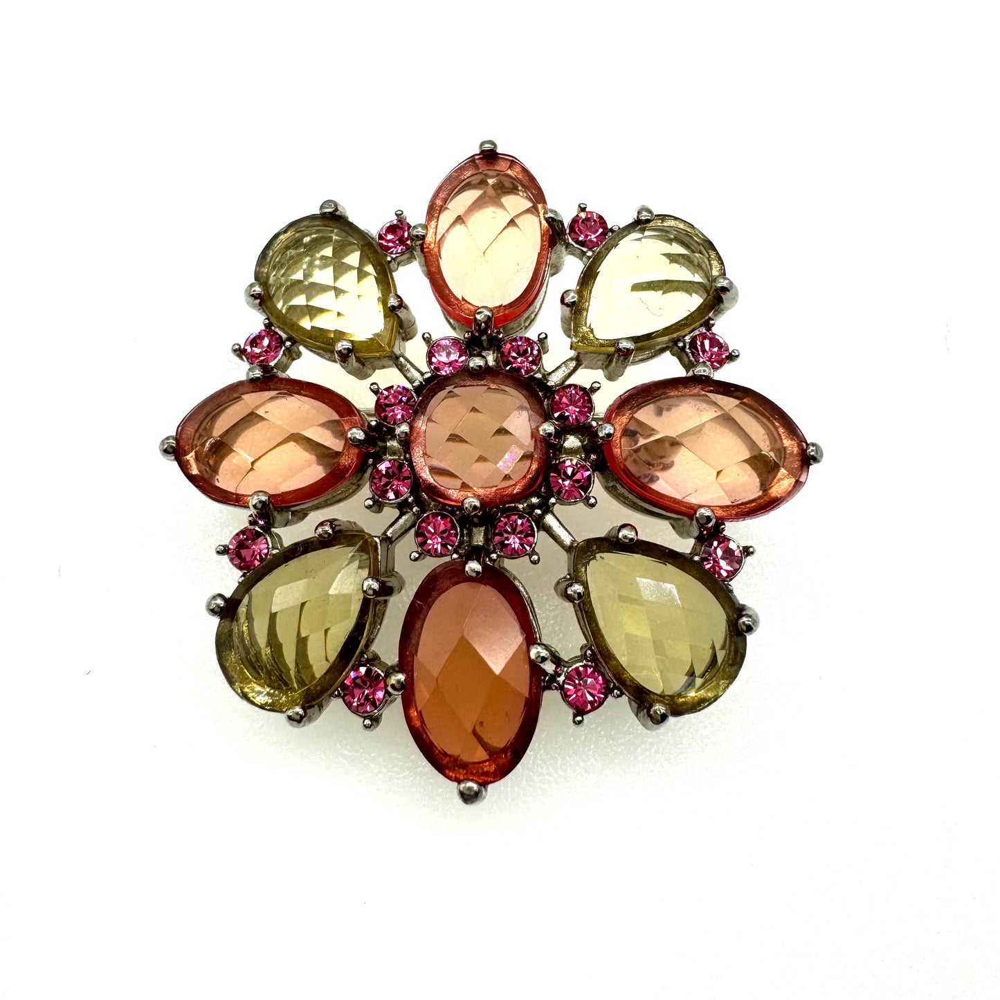 Joan Rivers Peach, Green and Pink Faceted Brooch