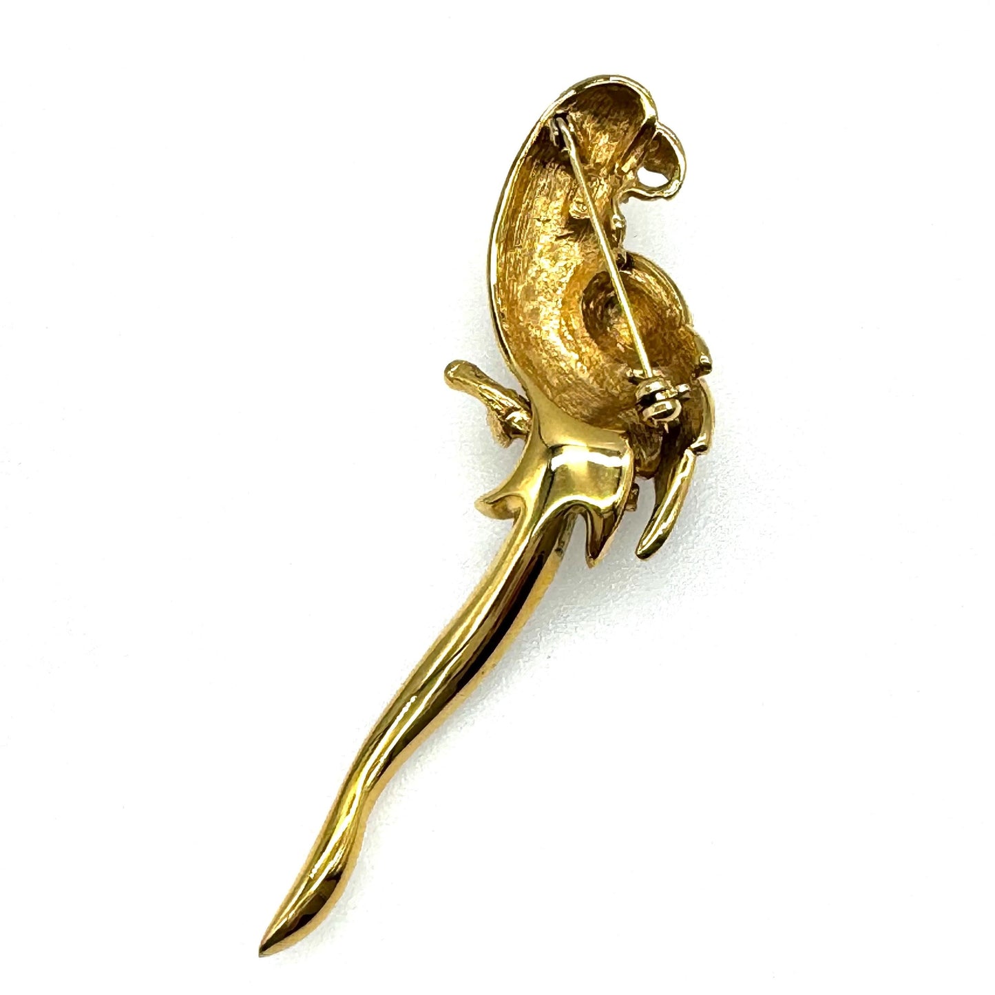 Attwood and Sawyer Rare Colourway 22ct Gold Plated Swarovski Crystal Parrot Brooch