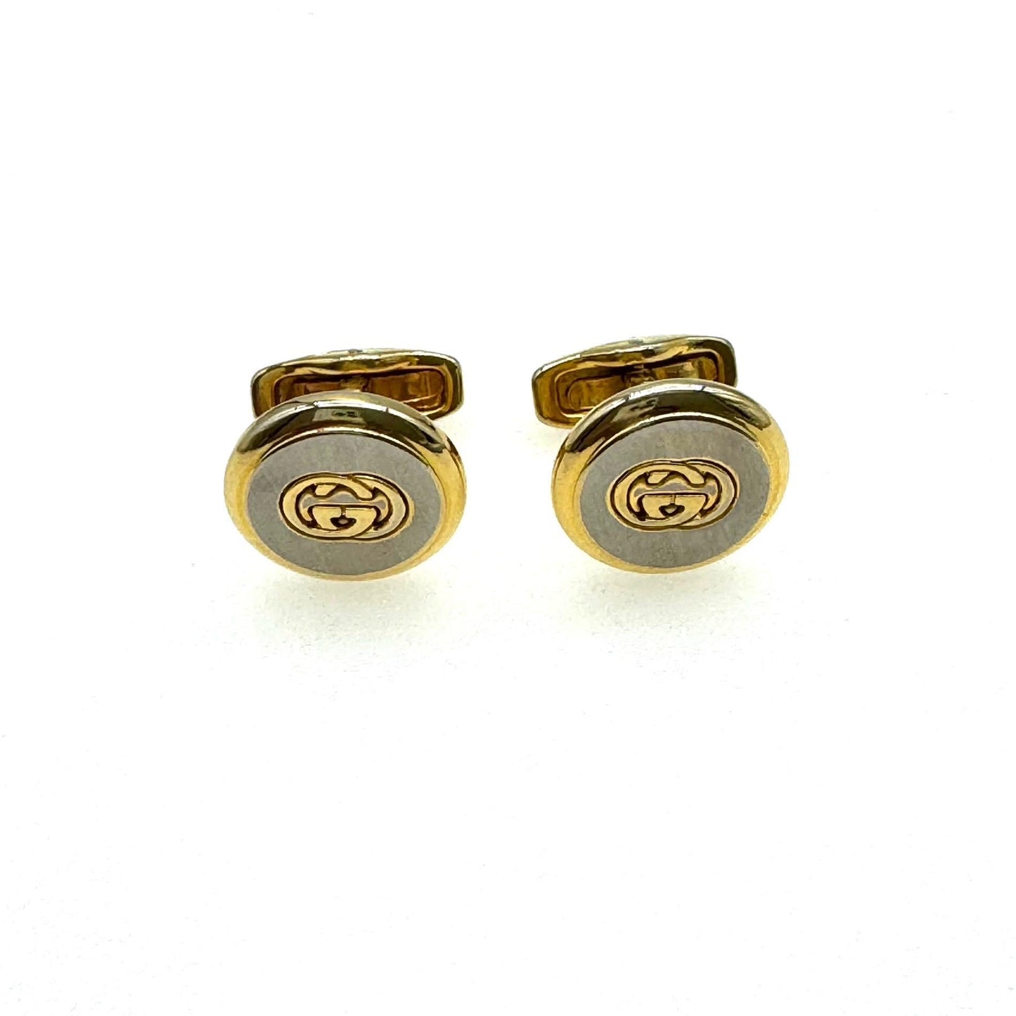 Gucci Interlocking G's Logo Cuff Links in Original Green Velveteen Branded Box