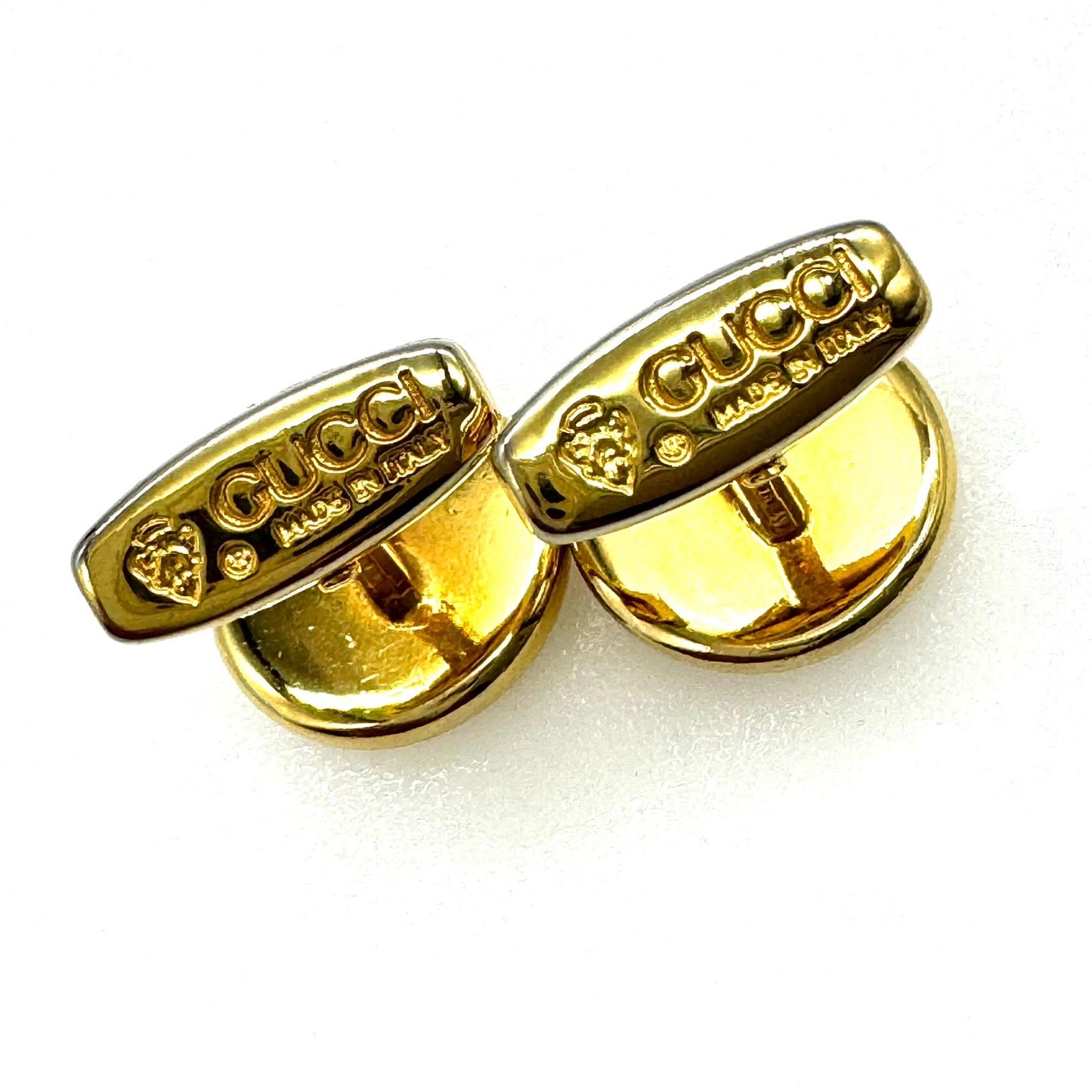 Gucci Interlocking G's Logo Cuff Links in Original Green Velveteen Branded Box