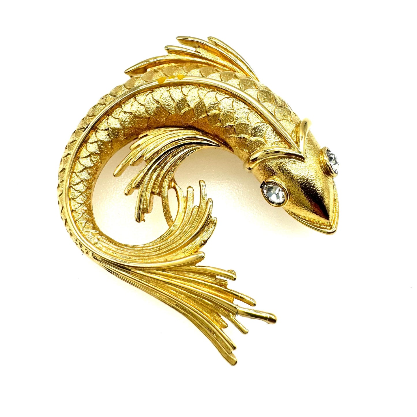 Monet Koi Fish Brooch with Clear Rhinestone Eyes