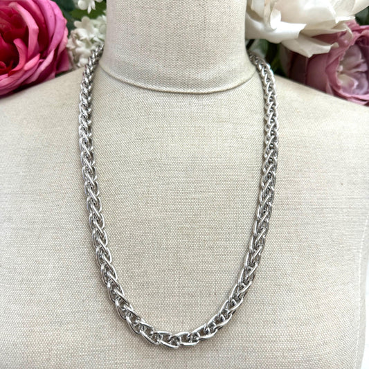 Monet Chunky Silver Tone Chain Necklace