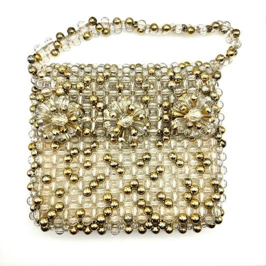 DH Evans For Oxford Street Made In Italy Lucite Beaded Single Flap Handbag