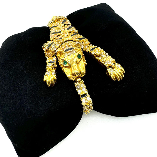 Enamel and Rhinestone Articulated Tiger Bracelet